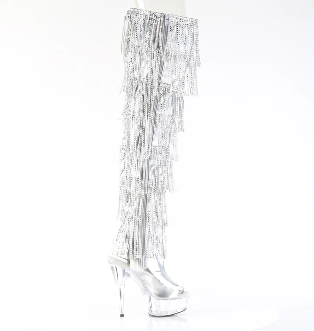 Silver Holo 6 Inch Pole Dance Thigh High Boots - Pleaser DELIGHT-3017HG-RSF - Image 5