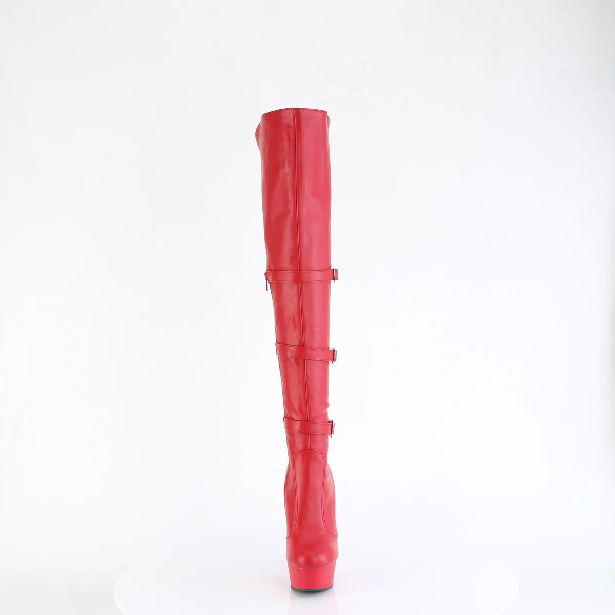 Red 6 Inch Pole Dance Thigh High Boots - Pleaser DELIGHT-3018 - Image 2