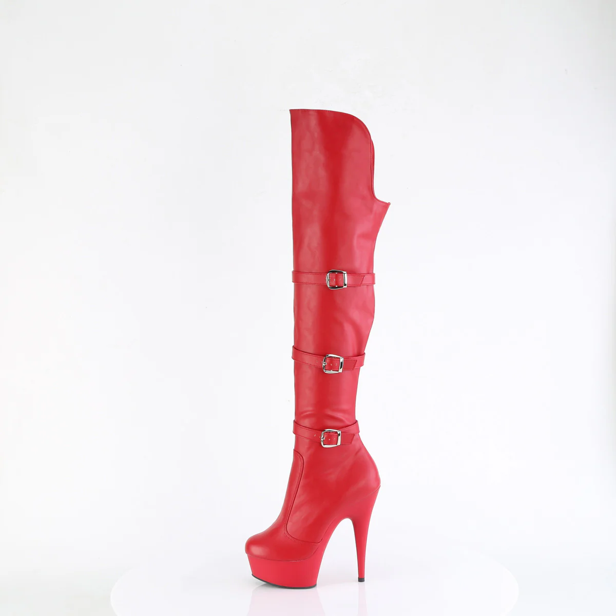 Red 6 Inch Pole Dance Thigh High Boots - Pleaser DELIGHT-3018 - Image 3