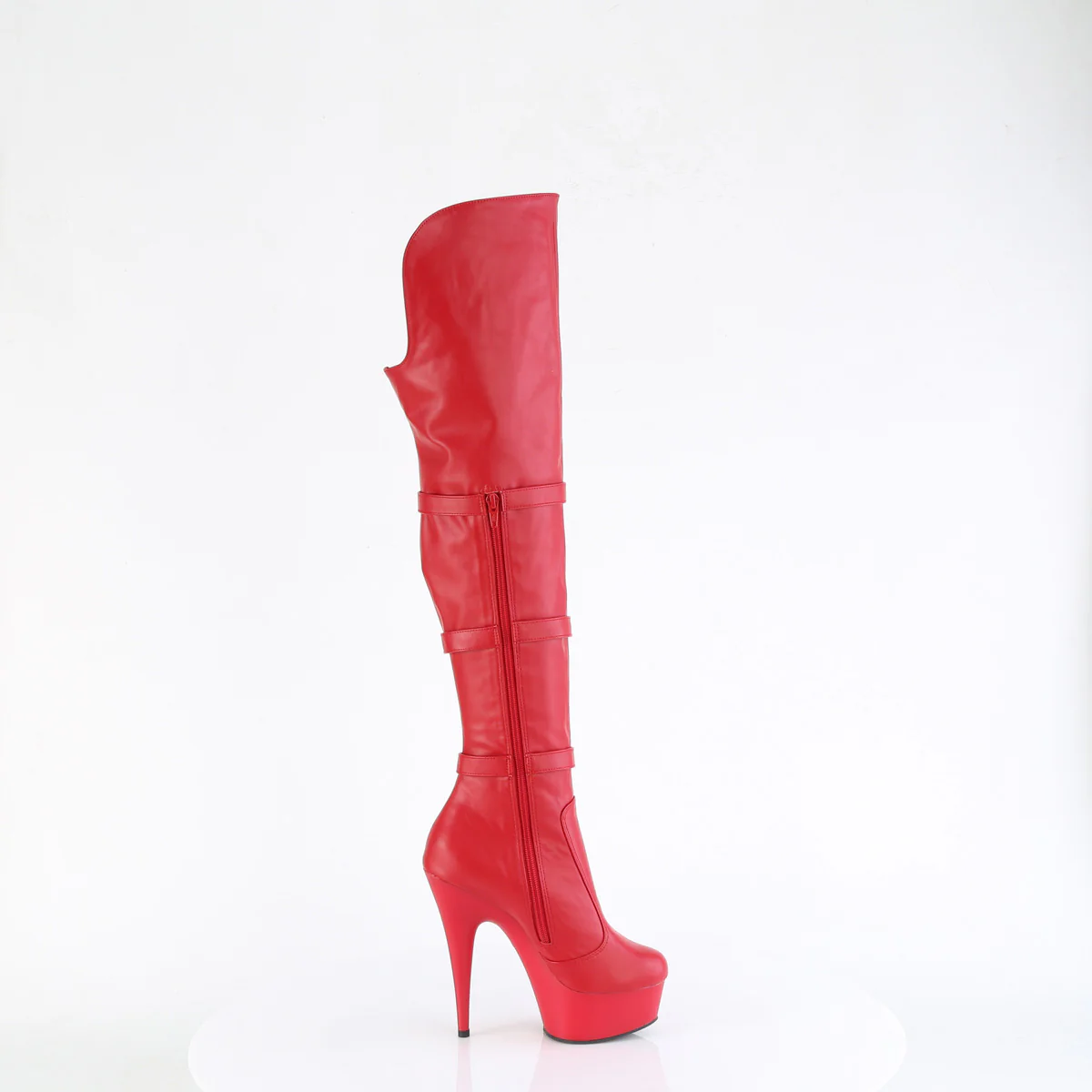 Red 6 Inch Pole Dance Thigh High Boots - Pleaser DELIGHT-3018 - Image 5
