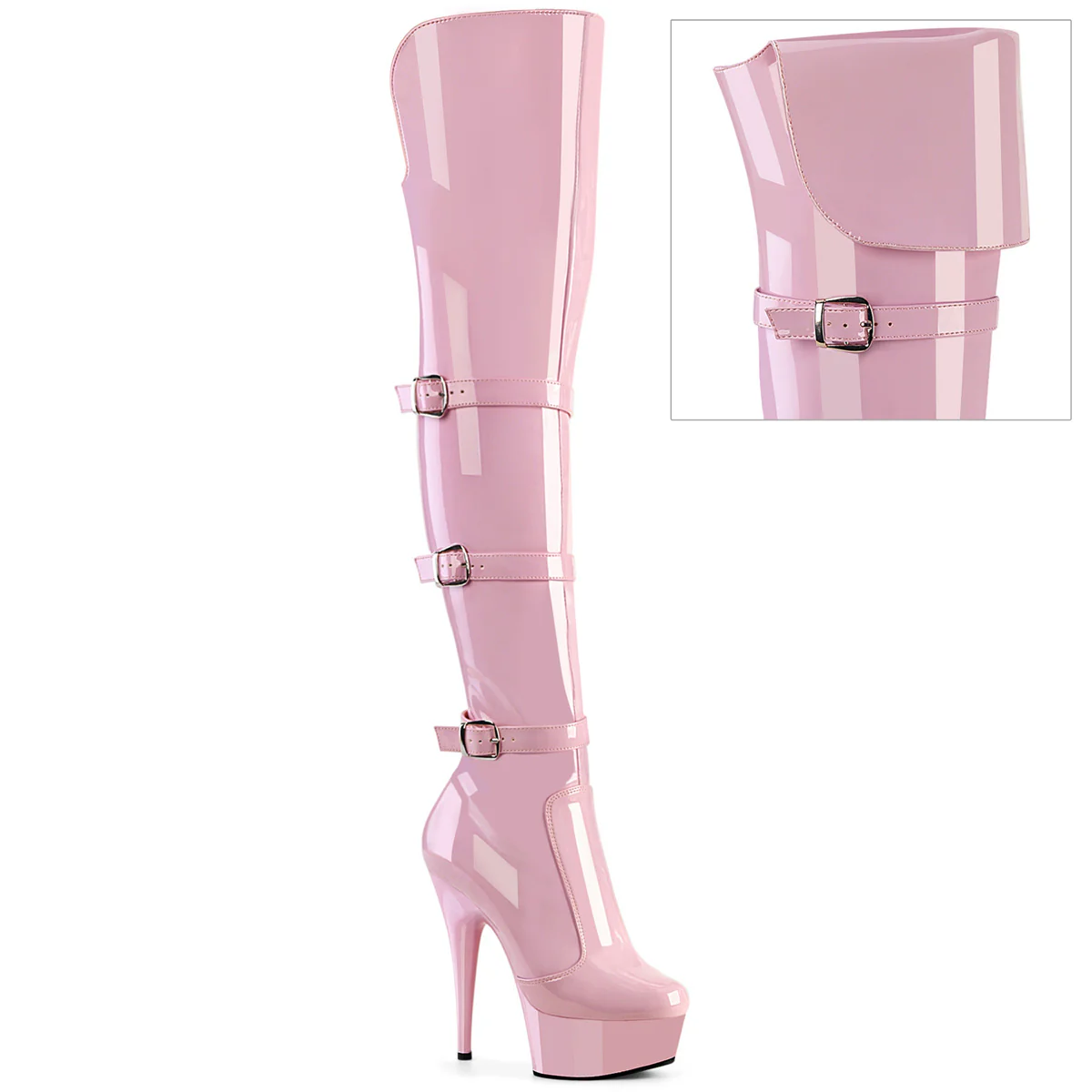 Baby Pink 6 Inch Glamour Models Thigh High Boots - Pleaser DELIGHT-3018
