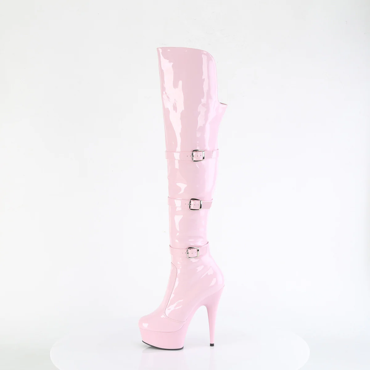 Baby Pink 6 Inch Glamour Models Thigh High Boots - Pleaser DELIGHT-3018 - Image 3