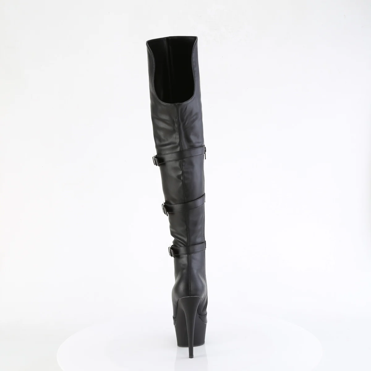 Black Faux Leather 6 Inch High Impact Thigh High Boots - Pleaser DELIGHT-3018 - Image 4