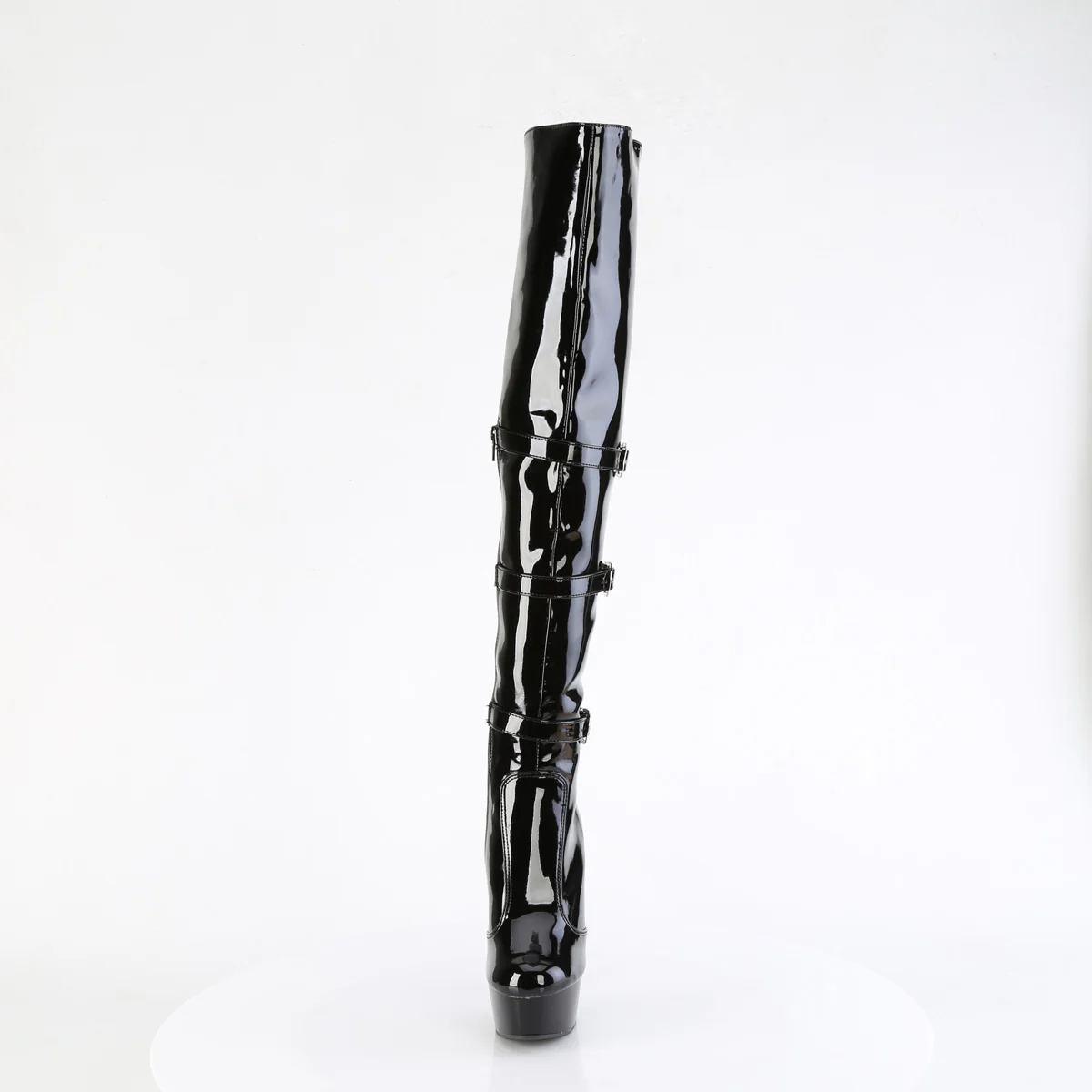 Black Patent 6 Inch Strippers Thigh High Boots -  Pleaser DELIGHT-3018 - Image 2