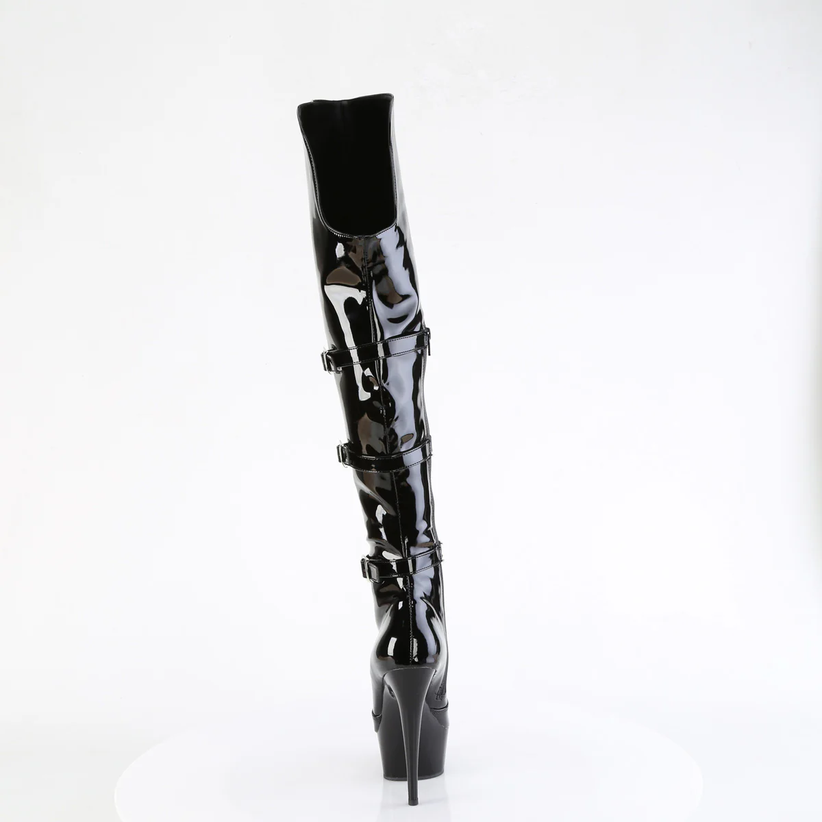 Black Patent 6 Inch Strippers Thigh High Boots -  Pleaser DELIGHT-3018 - Image 4