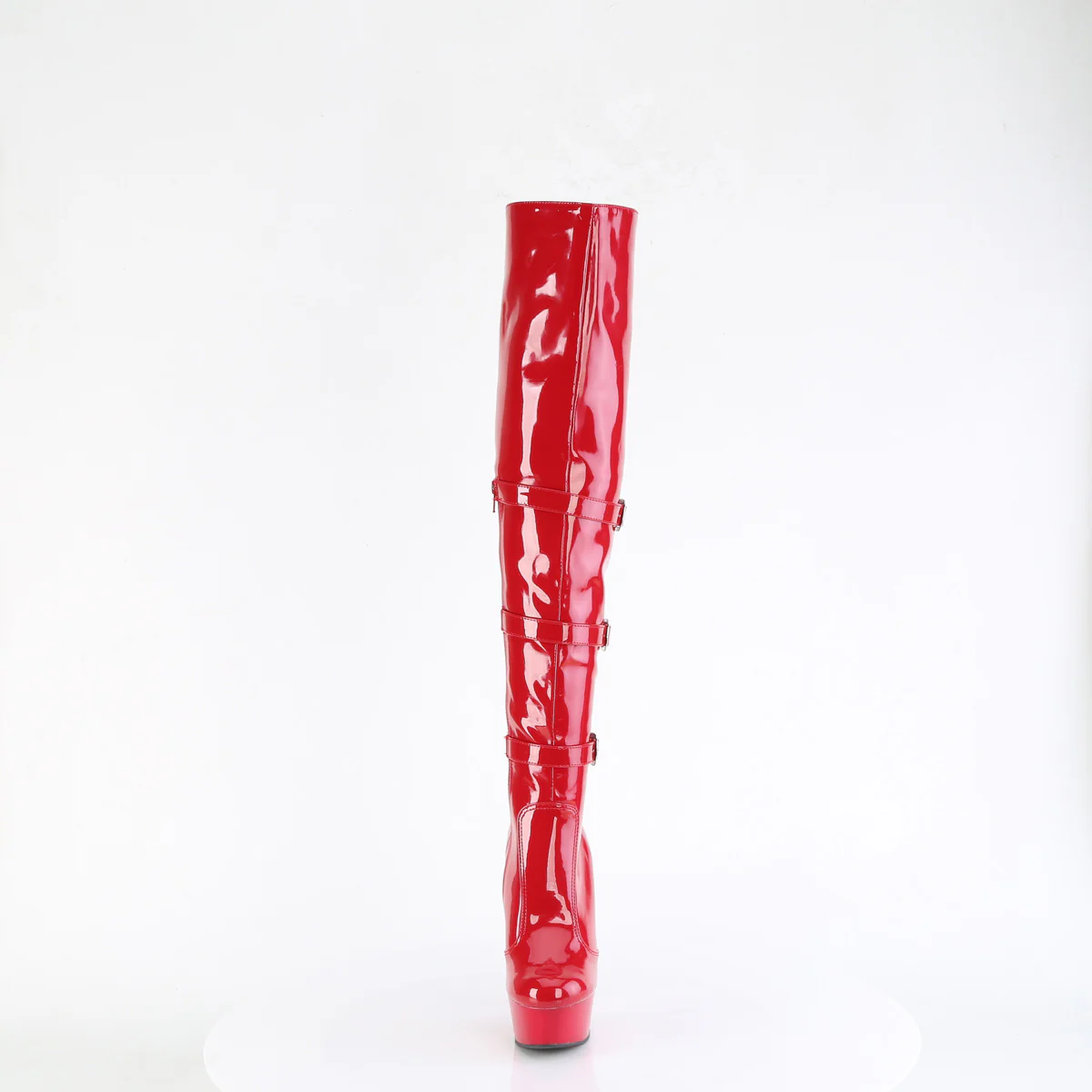 Red 6 Inch High Fashiom Thigh High Boots - Pleaser DELIGHT-3018 - Image 2