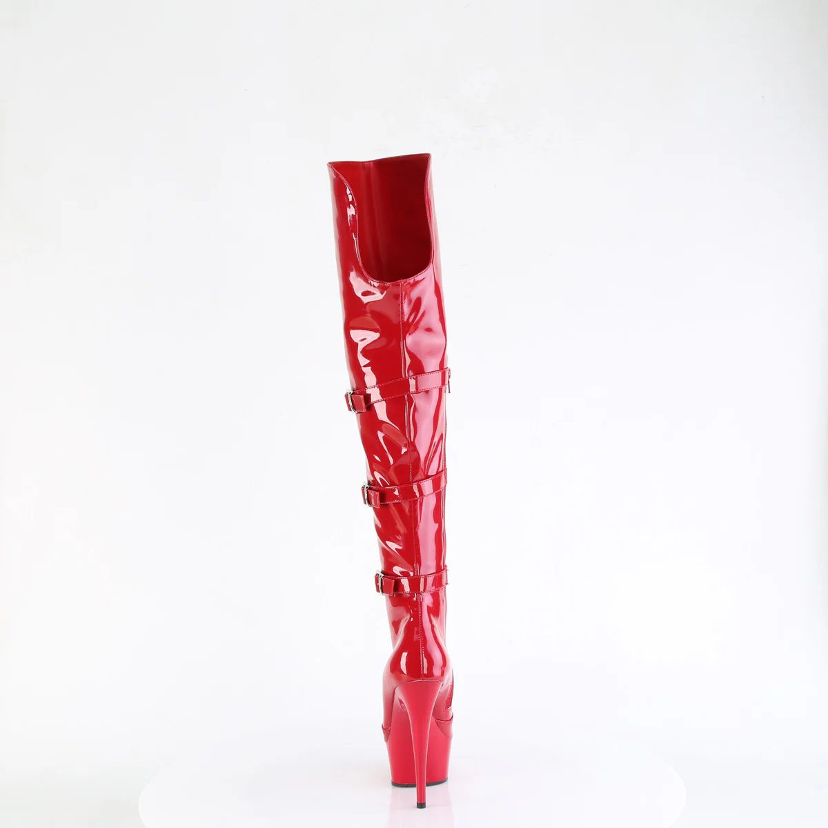 Red 6 Inch High Fashiom Thigh High Boots - Pleaser DELIGHT-3018 - Image 4