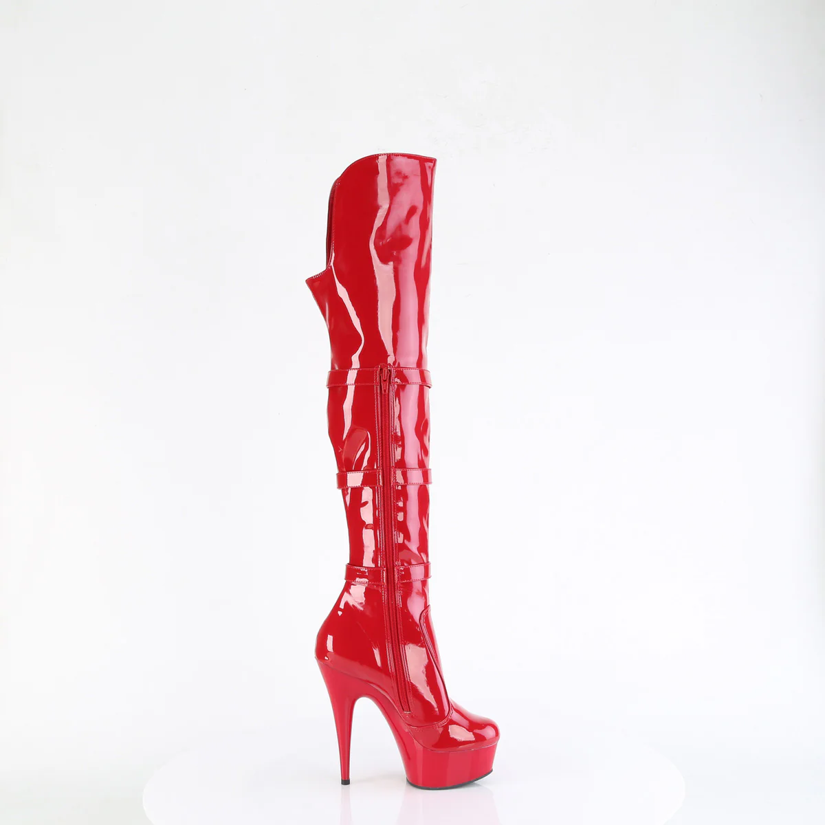 Red 6 Inch High Fashiom Thigh High Boots - Pleaser DELIGHT-3018 - Image 5