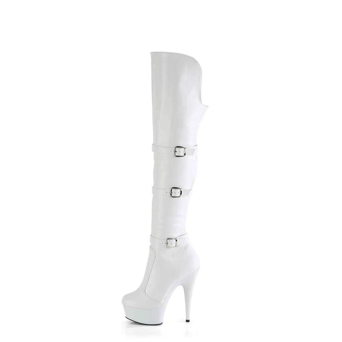 White 6 Inch Strippers Thigh High Boots - Pleaser DELIGHT-3018 - Image 3