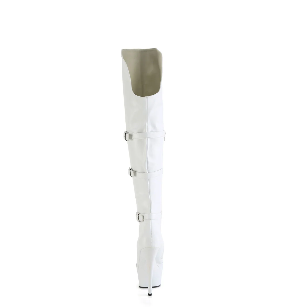 White 6 Inch Strippers Thigh High Boots - Pleaser DELIGHT-3018 - Image 4