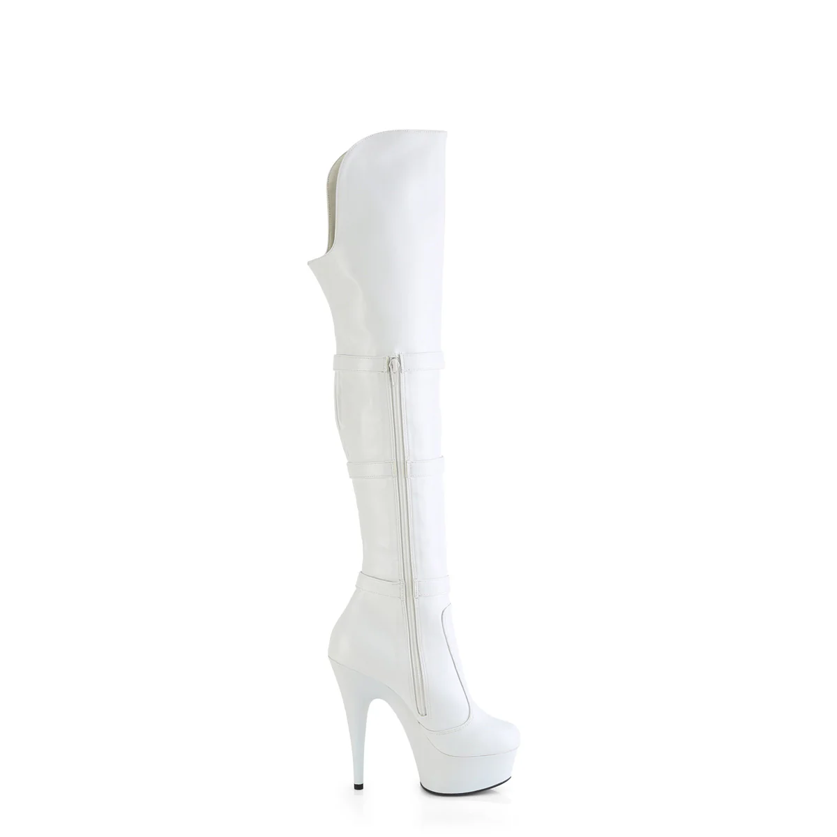 White 6 Inch Strippers Thigh High Boots - Pleaser DELIGHT-3018 - Image 5