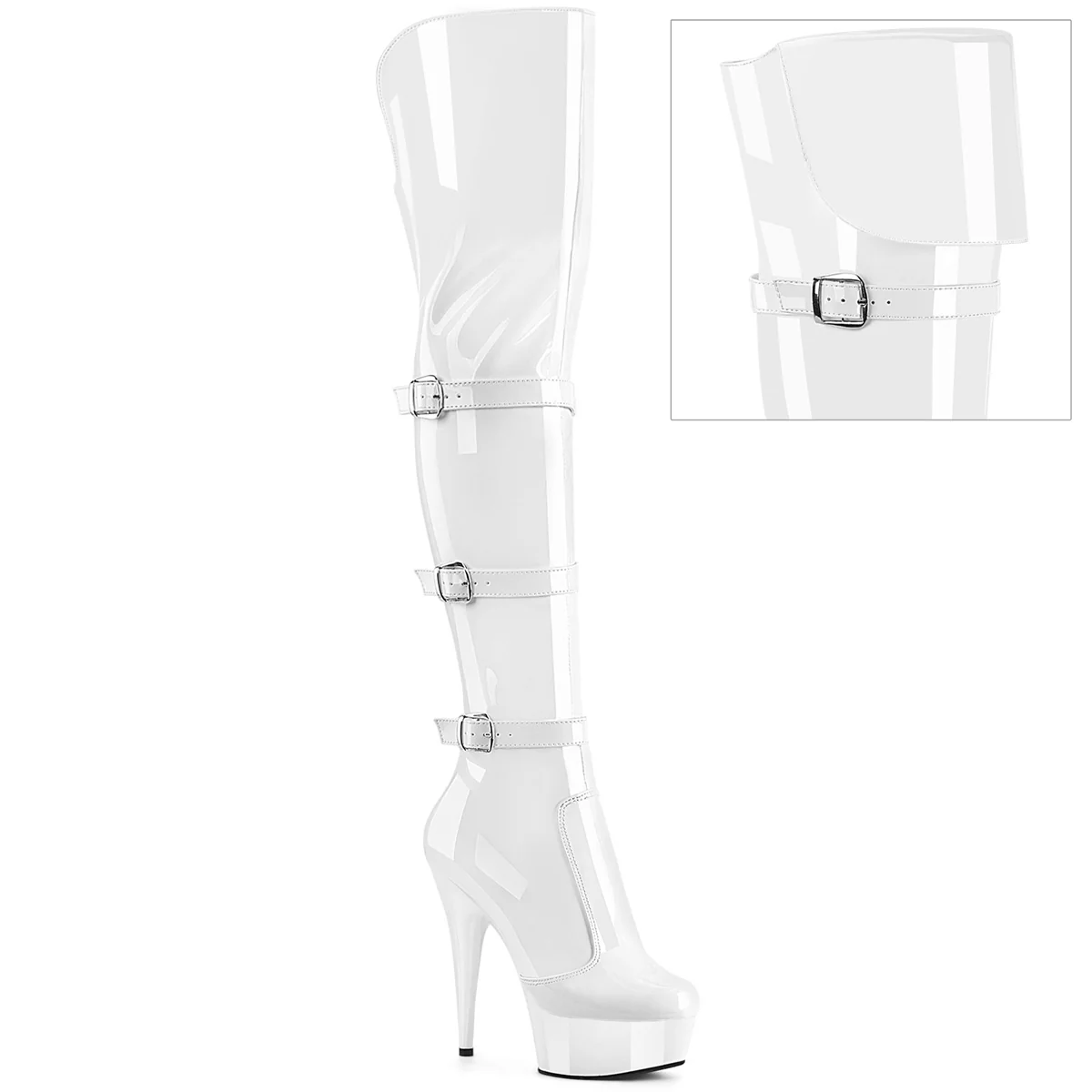 White 6 Inch Exotic Dance Thigh High Boots - Pleaser DELIGHT-3018