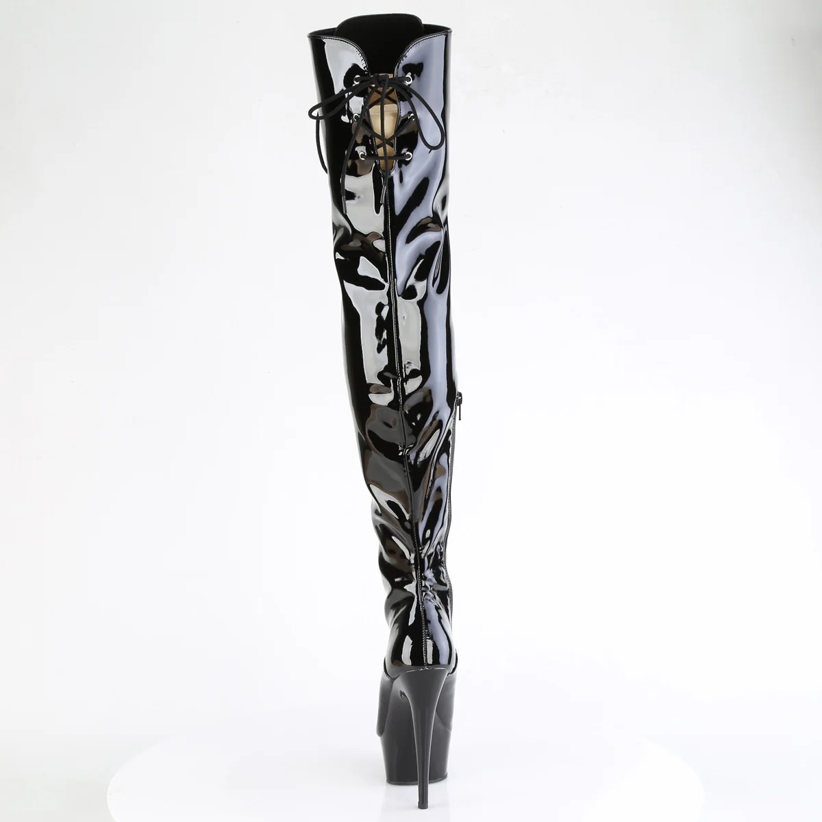Black Patent 6 Inch Pole Dance Thigh High Boots -  Pleaser DELIGHT-3022 - Image 4