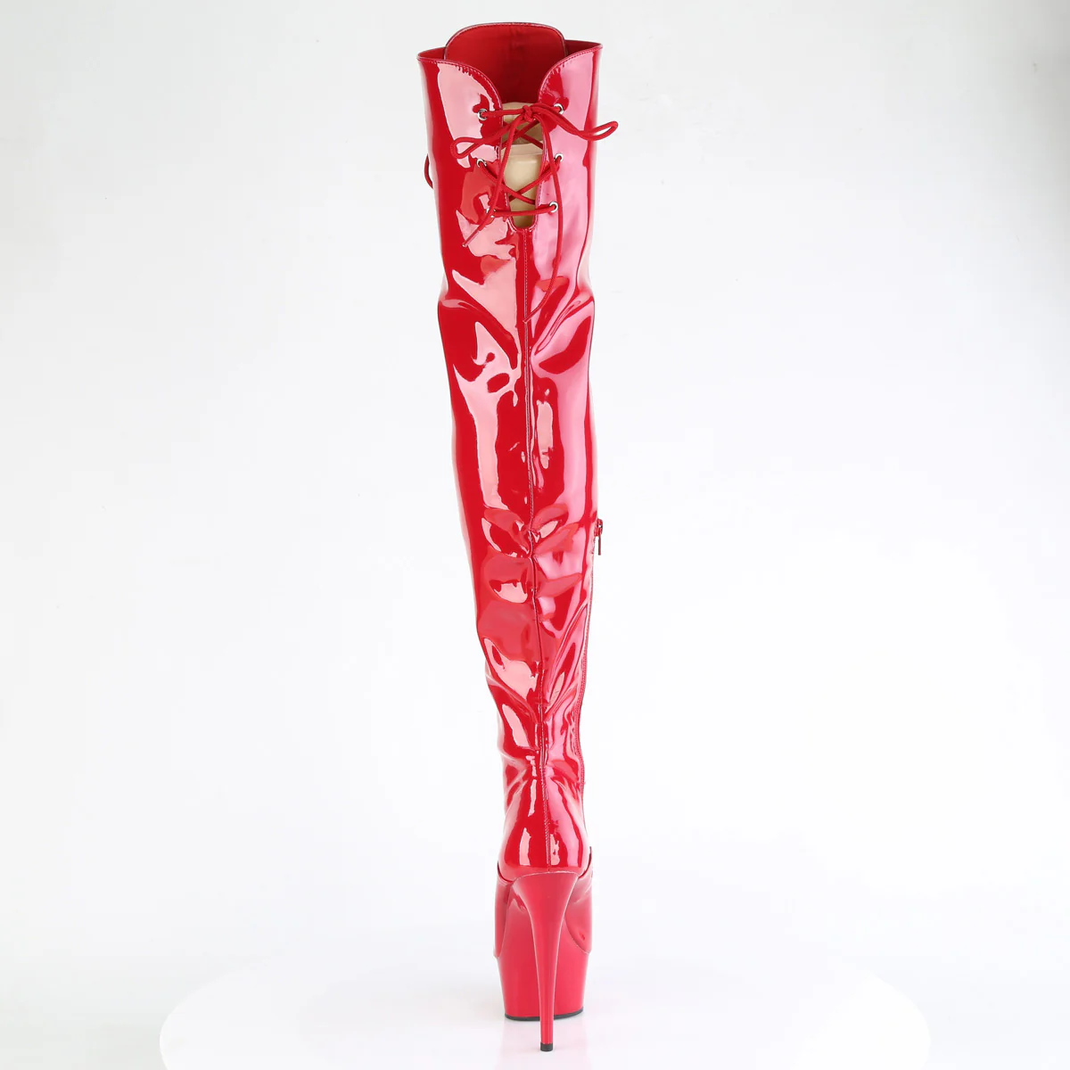 Red 6 Inch Pole Dance Thigh High Boots - Pleaser DELIGHT-3022 - Image 4
