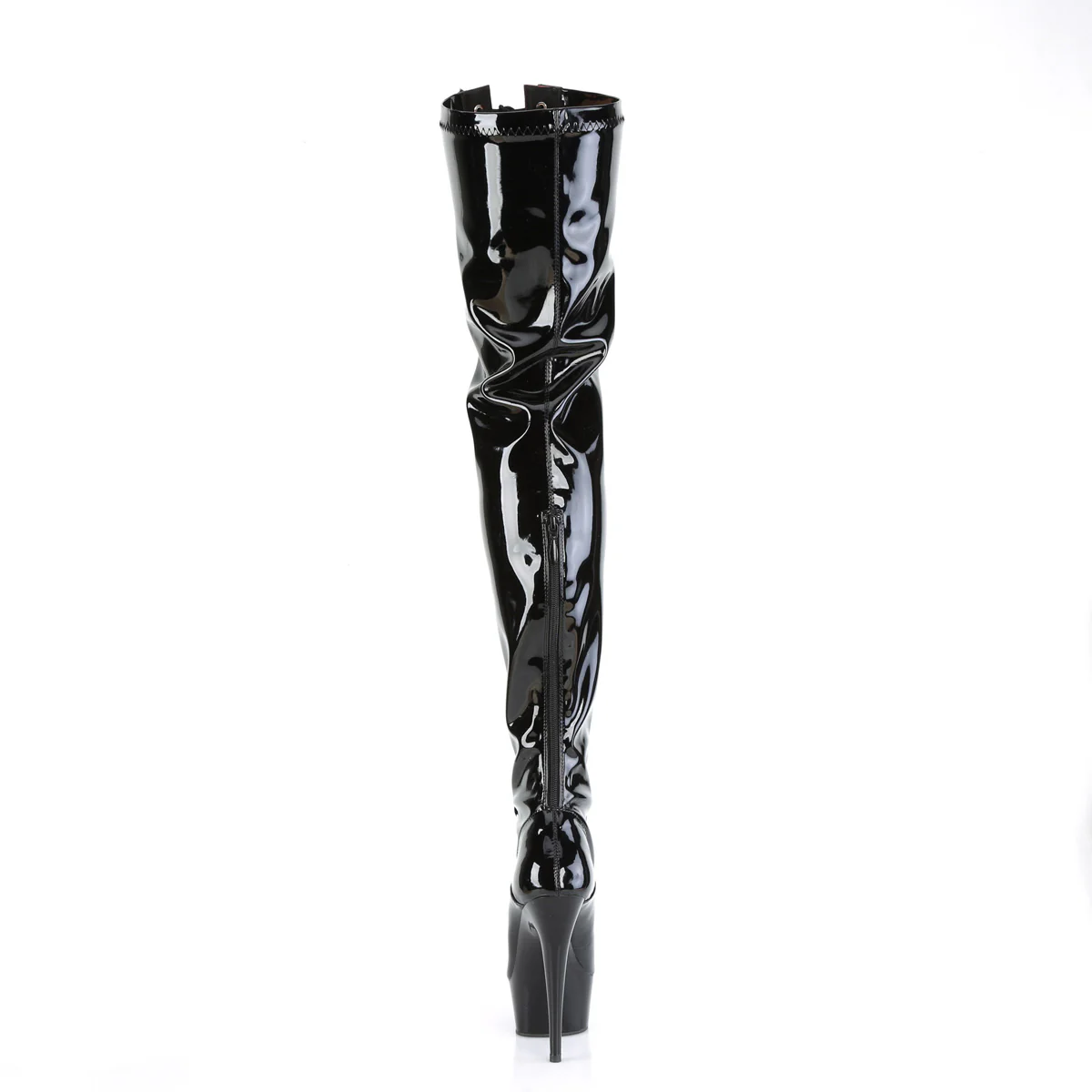 Black Red 6 Inch Pole Dance Thigh High Boots - Pleaser DELIGHT-3027 - Image 4