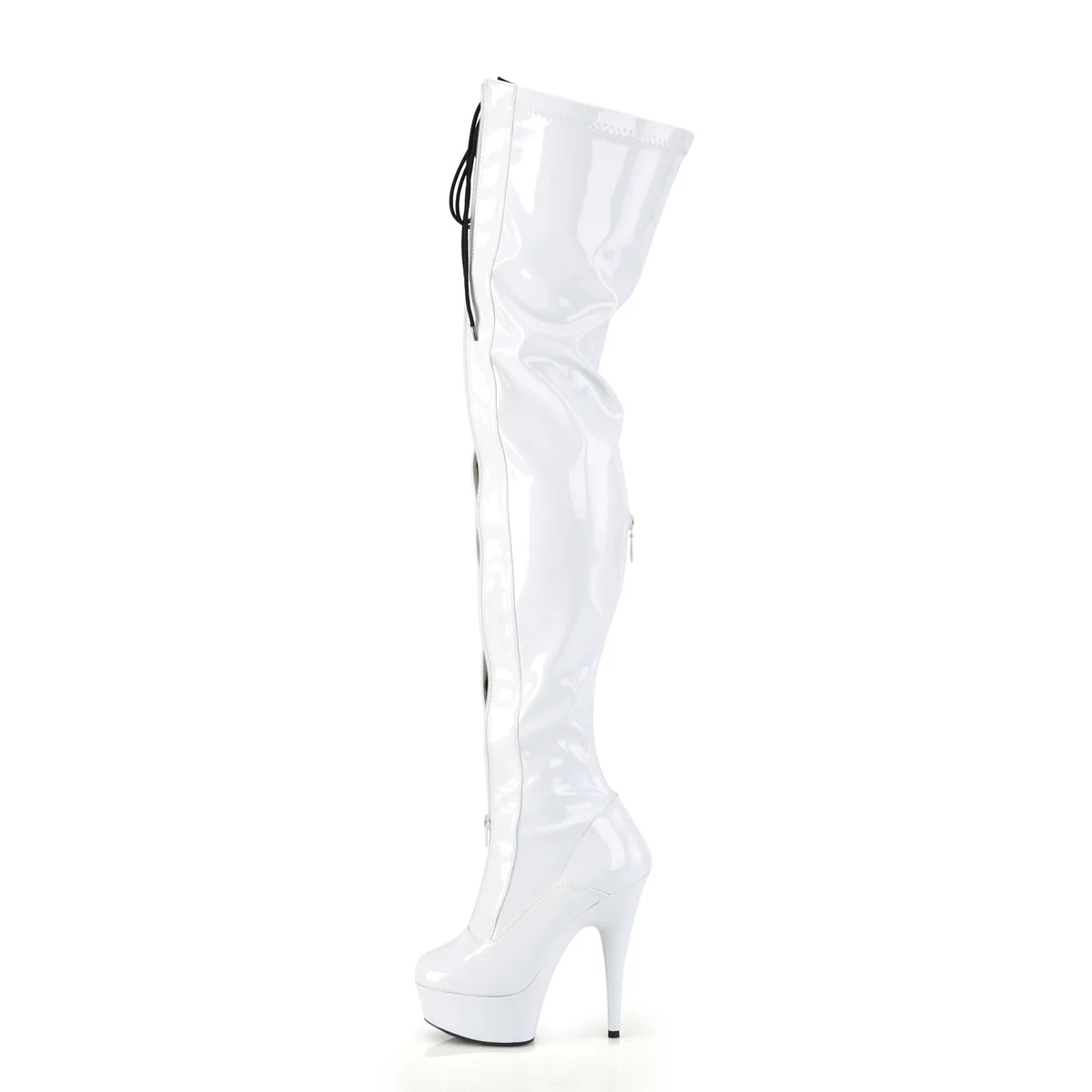 White 6 Inch Glamour Models Thigh High Boots - Pleaser DELIGHT-3027 - Image 3