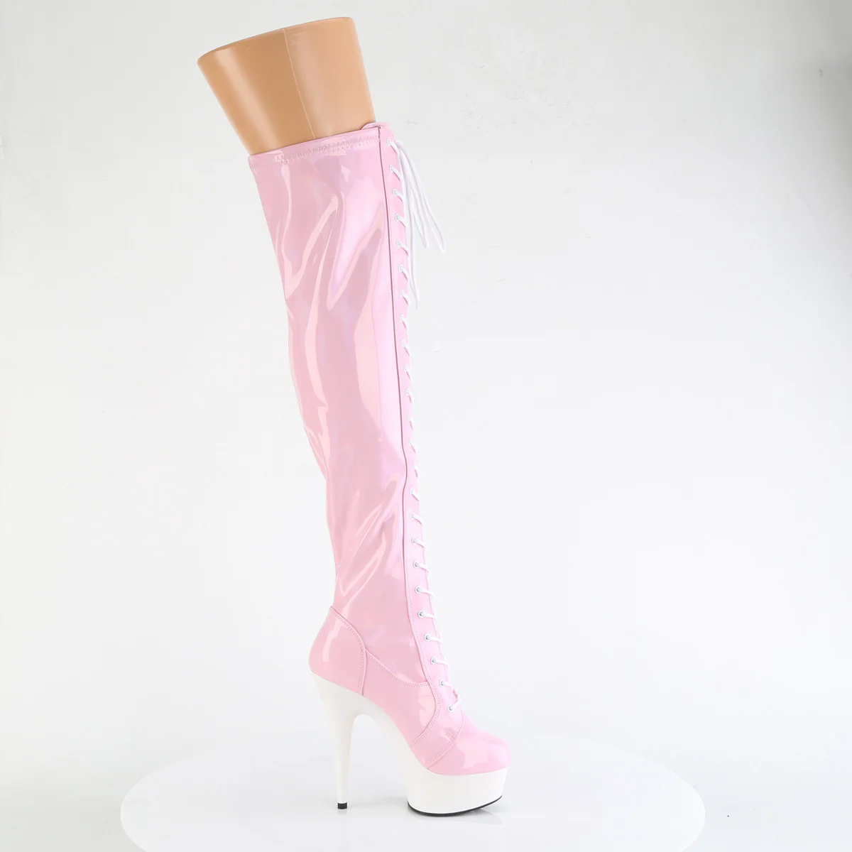 Baby Pink 6 Inch Pole Dance Thigh High Boots - Pleaser DELIGHT-3029 - Image 5