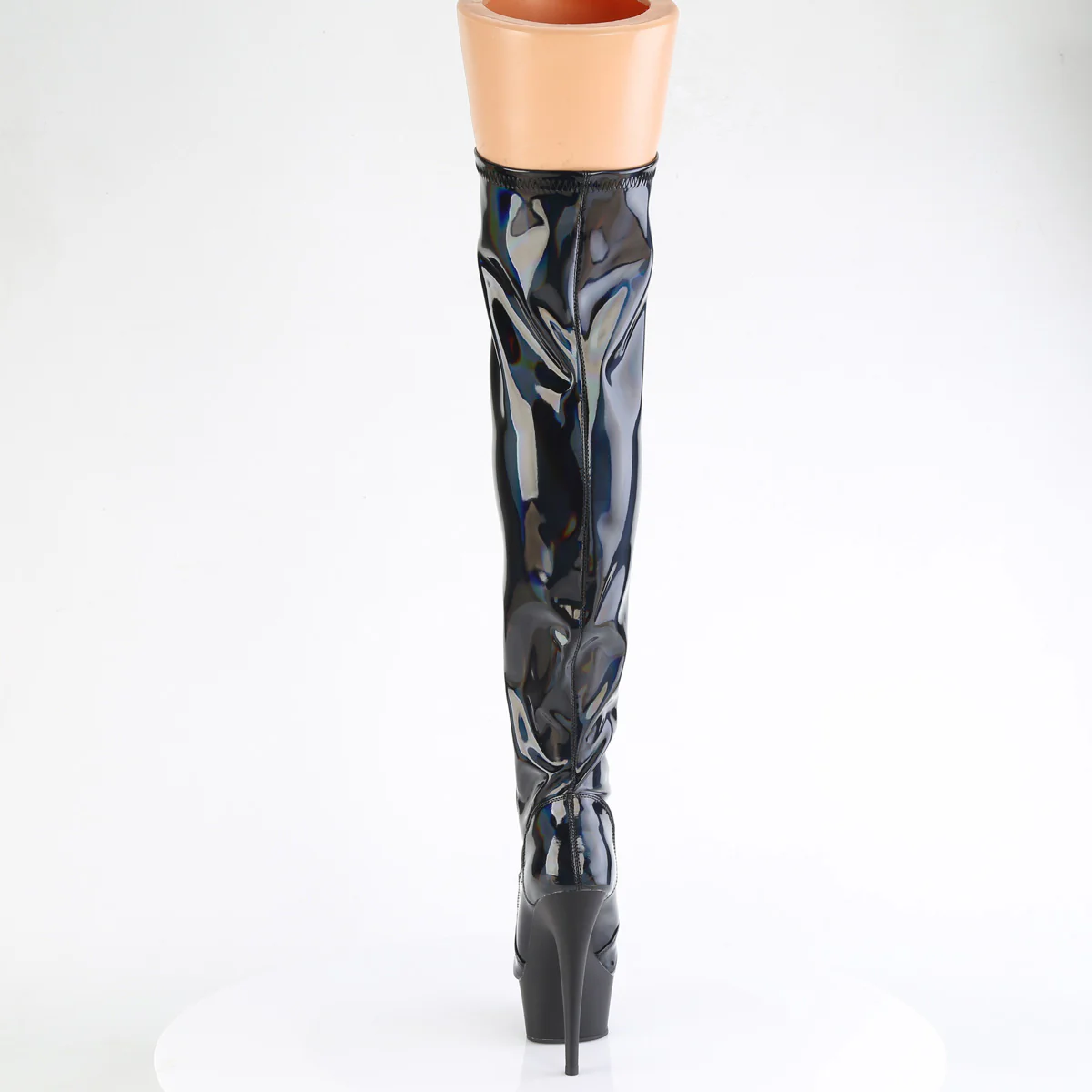 Black Holo 6 Inch High Fashiom Thigh High Boots - Pleaser DELIGHT-3029 - Image 4