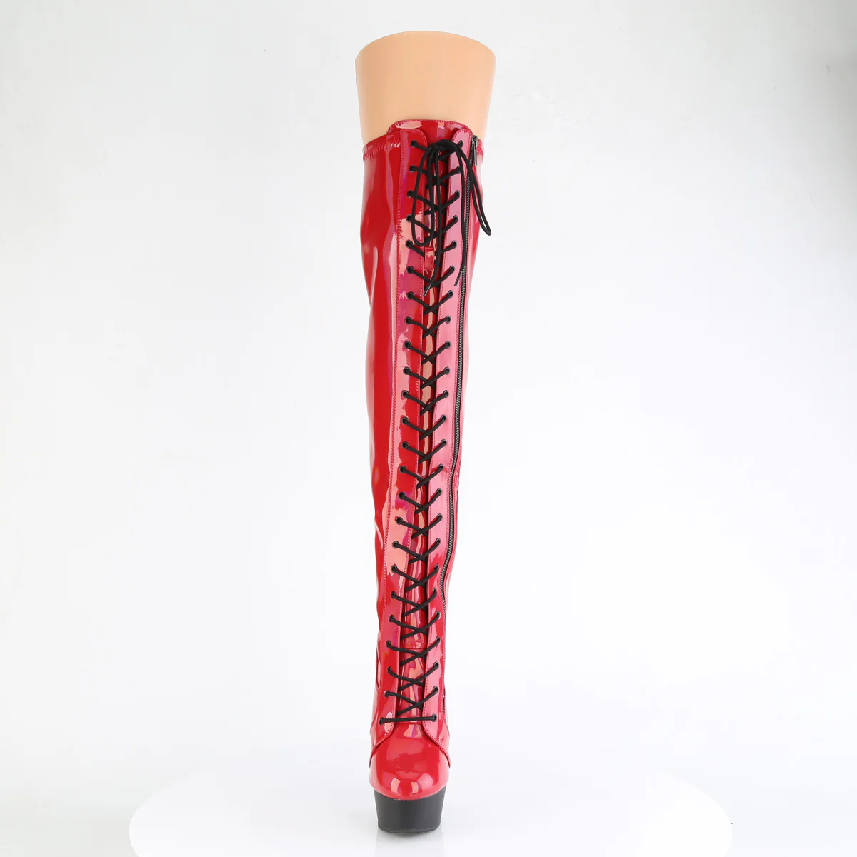 Red 6 Inch Exotic Dance Thigh High Boots - Pleaser DELIGHT-3029 - Image 2