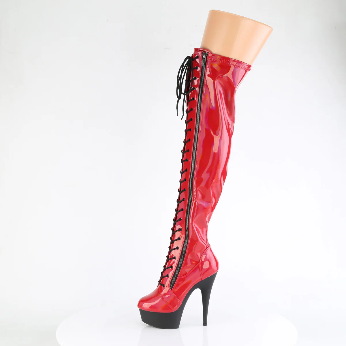 Red 6 Inch Exotic Dance Thigh High Boots - Pleaser DELIGHT-3029 - Image 3
