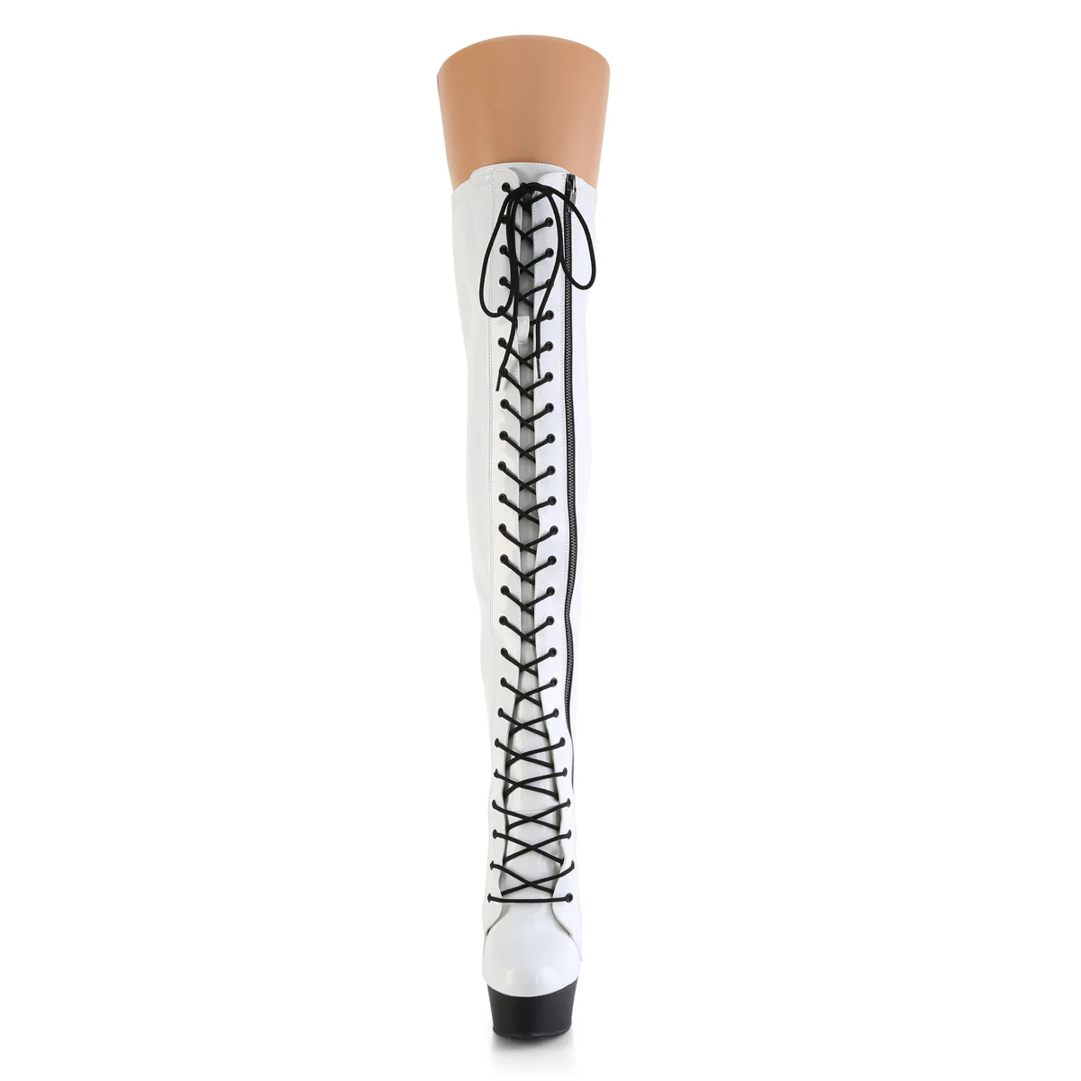 White 6 Inch Pole Dance Thigh High Boots - Pleaser DELIGHT-3029 - Image 2