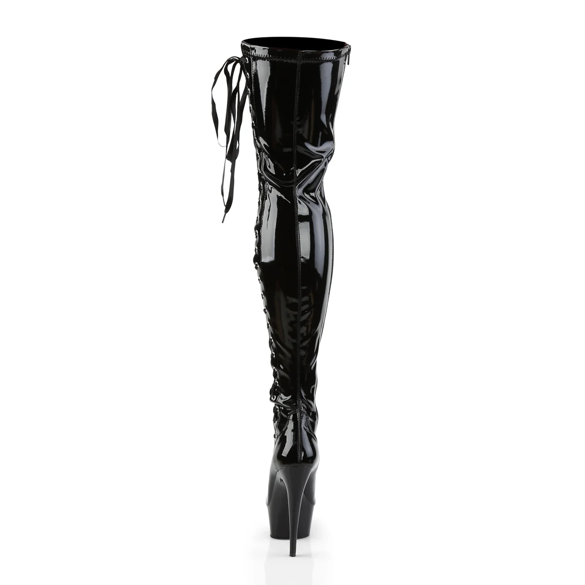 Black Patent 6 Inch Strippers Thigh High Boots - Pleaser DELIGHT-3050 - Image 4