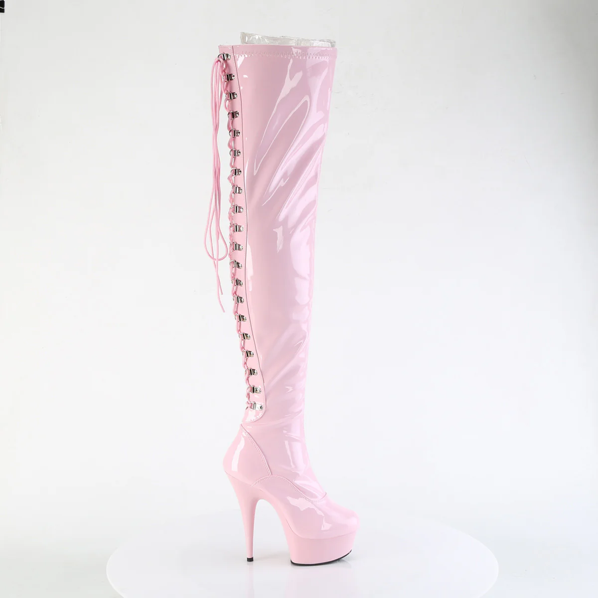 Baby Pink 6 Inch Pole Dance Thigh High Boots -  Pleaser DELIGHT-3063 - Image 5