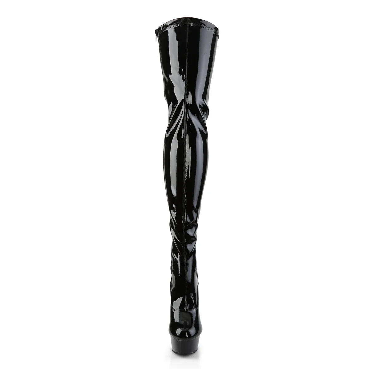 Black Patent 6 Inch Stratement Thigh High Boots -  Pleaser DELIGHT-3063 - Image 2