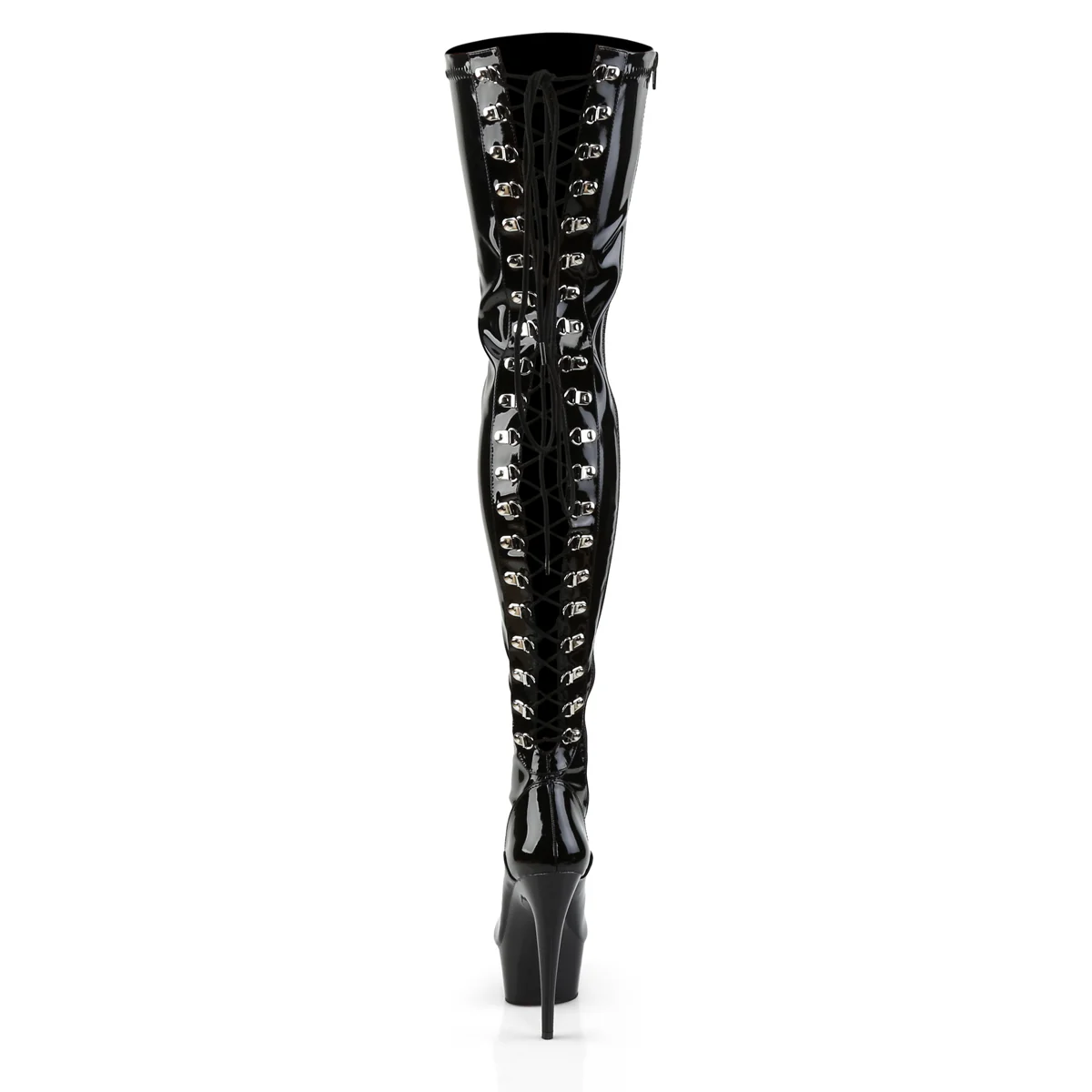 Black Patent 6 Inch Stratement Thigh High Boots -  Pleaser DELIGHT-3063 - Image 4