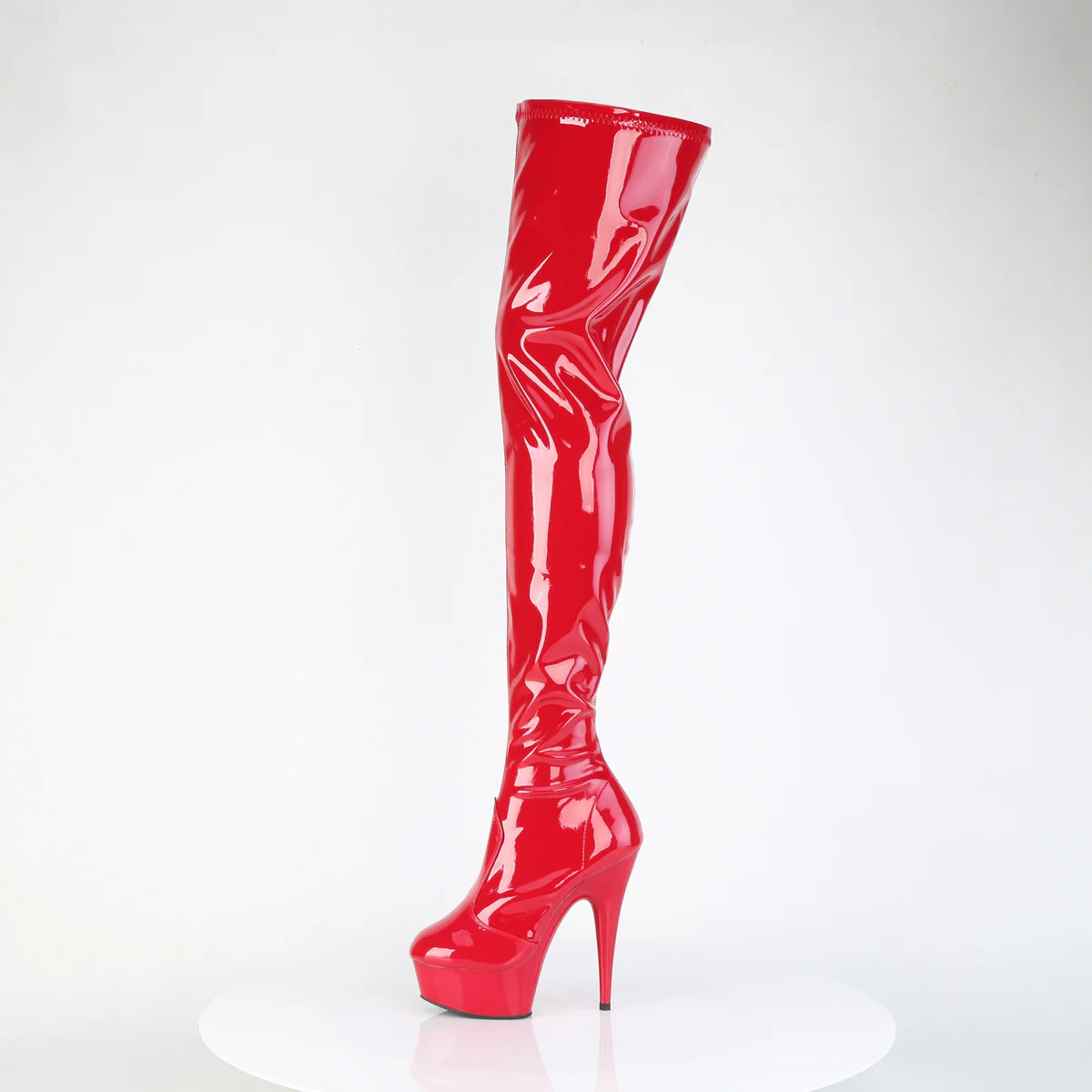 Red 6 Inch Stratement Thigh High Boots - Pleaser DELIGHT-4000 - Image 3
