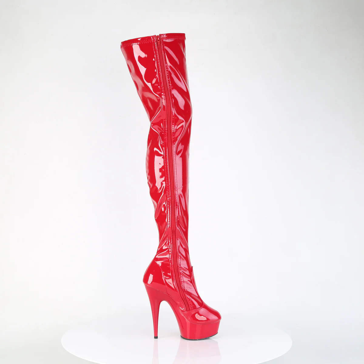 Red 6 Inch Stratement Thigh High Boots - Pleaser DELIGHT-4000 - Image 5