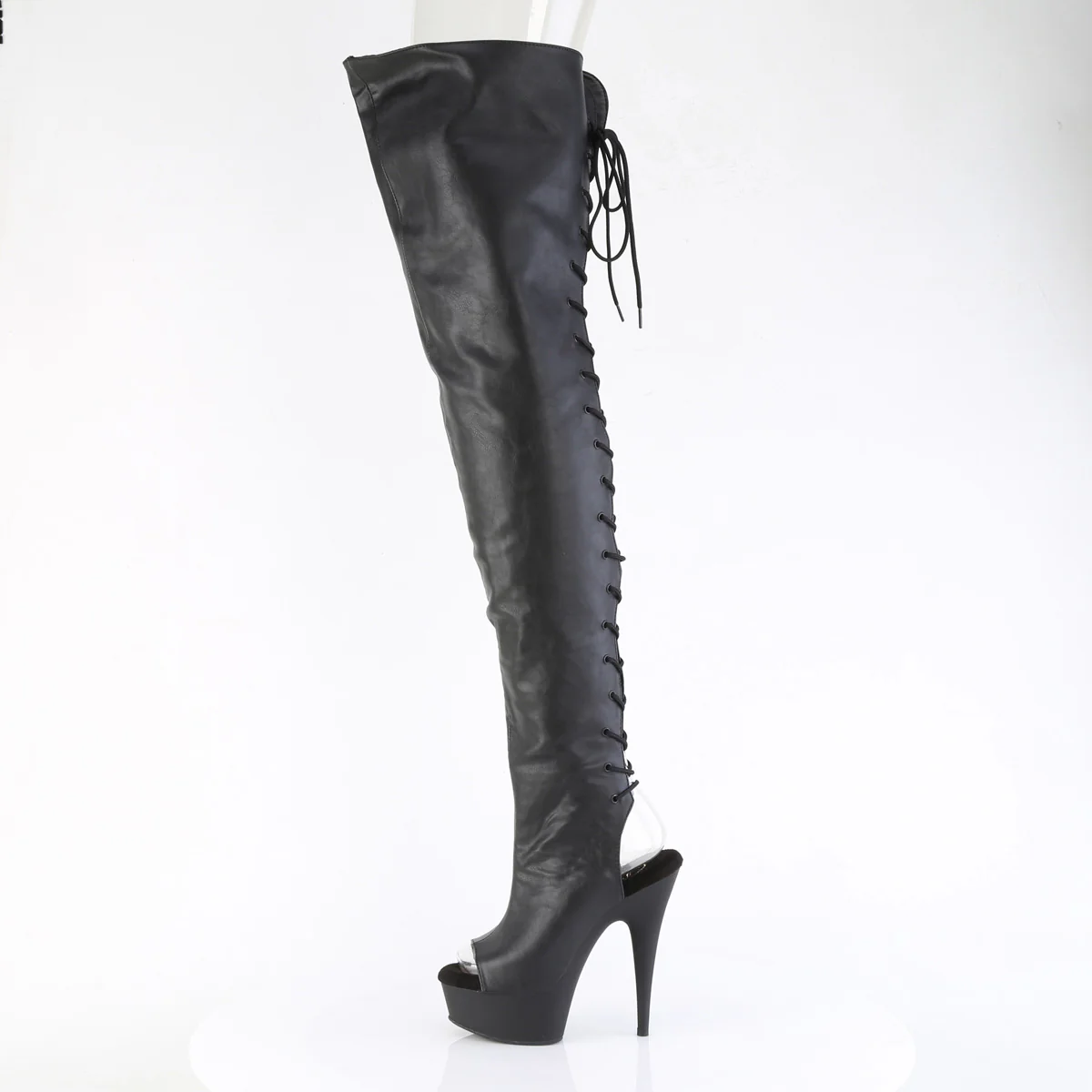 Black 6 Inch Pole Dance Thigh High Boots - Pleaser DELIGHT-4019 - Image 3