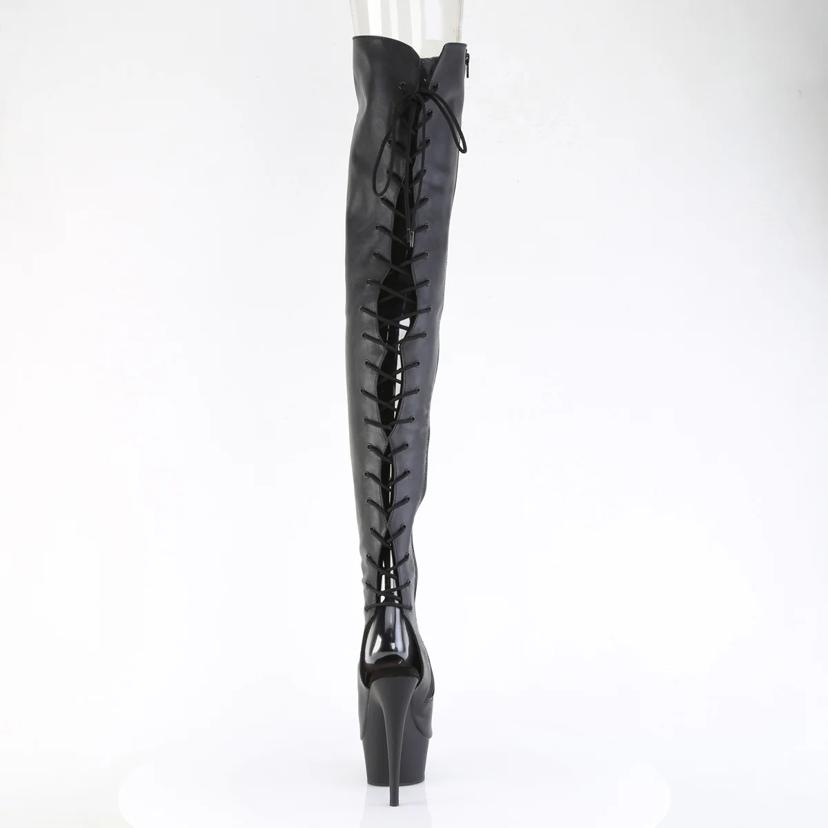 Black 6 Inch Pole Dance Thigh High Boots - Pleaser DELIGHT-4019 - Image 4
