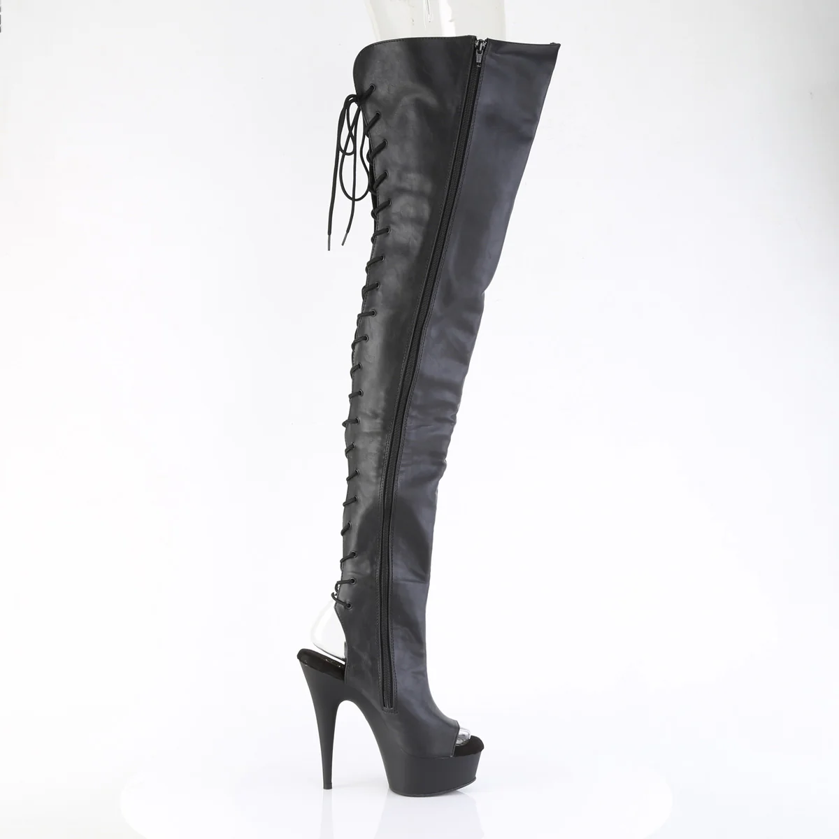 Black 6 Inch Pole Dance Thigh High Boots - Pleaser DELIGHT-4019 - Image 5