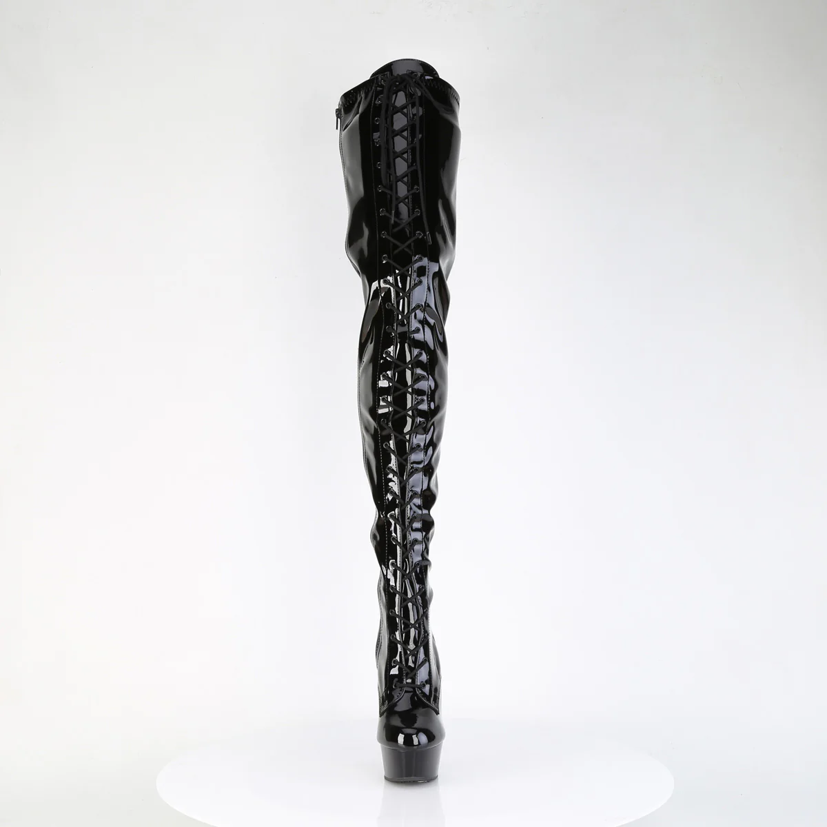 Black Patent 6 Inch Exotic Dance Thigh High Boots - Pleaser DELIGHT-4023 - Image 2