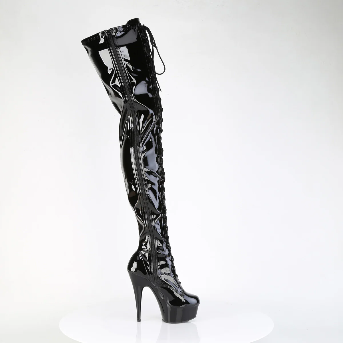 Black Patent 6 Inch Exotic Dance Thigh High Boots - Pleaser DELIGHT-4023 - Image 5