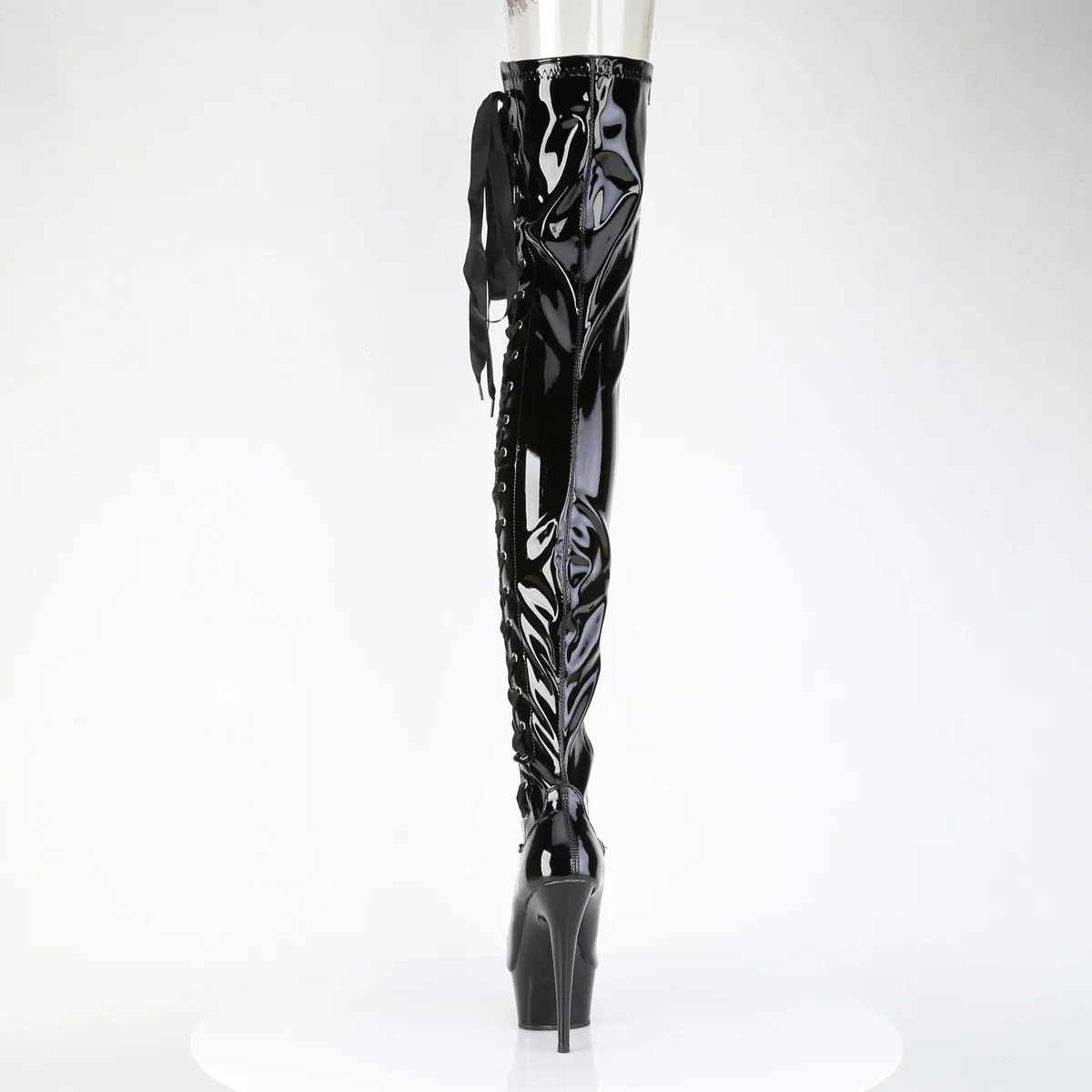 Black Patent 6 Inch Pole Dance Thigh High Boots - Pleaser DELIGHT-4050 - Image 4
