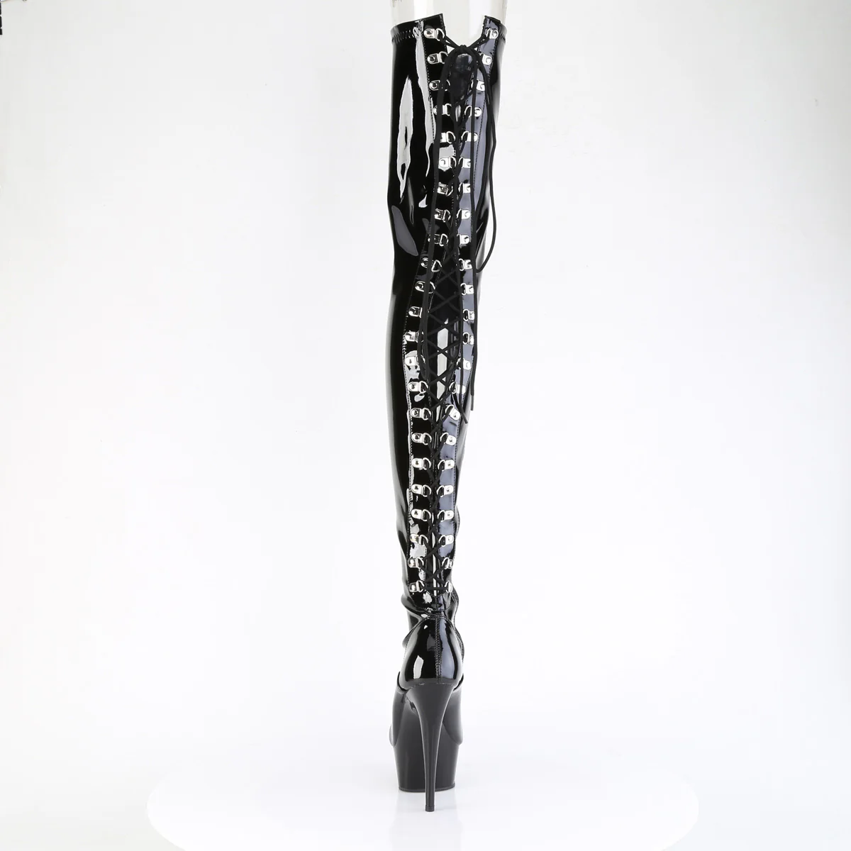 Black Patent 6 Inch Strippers Thigh High Boots - Pleaser DELIGHT-4063 - Image 4