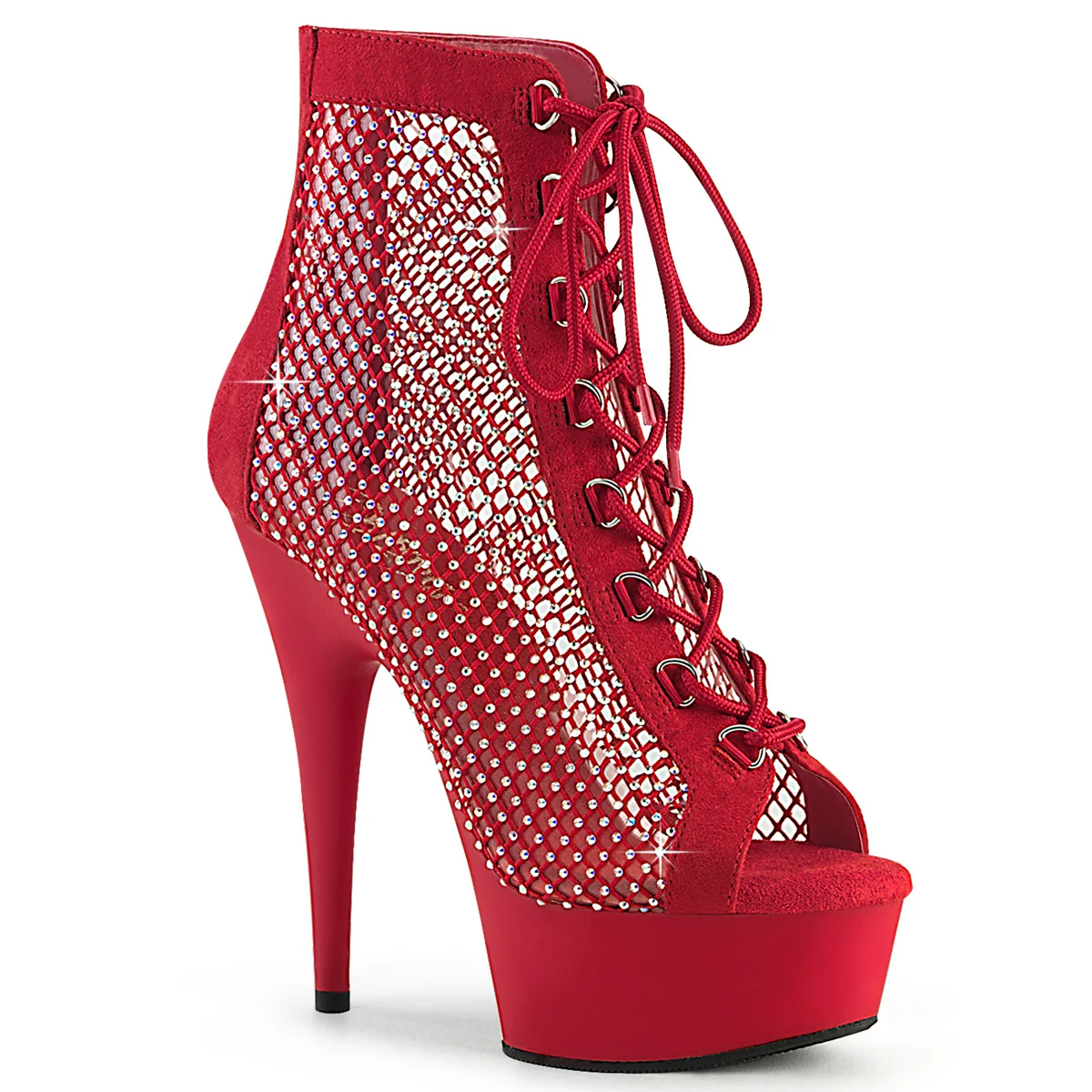 Red 6 Inch Dancing Platform Platform Shoes -  Pleaser DELIGHT-600-33RM