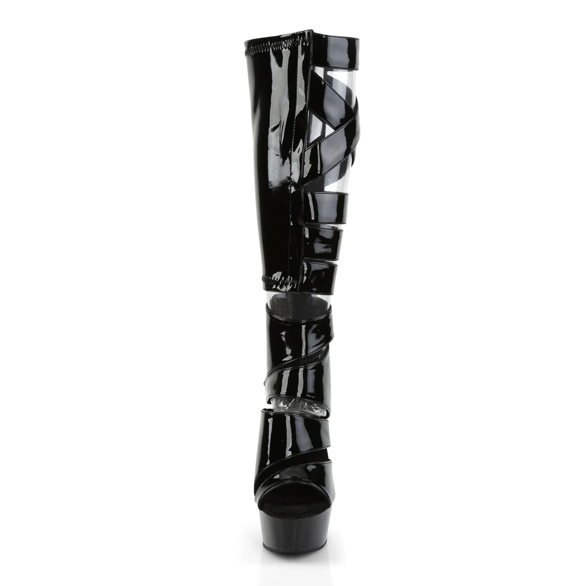 Black Patent 6 Inch Exotic Platform Platform Shoes -  Pleaser DELIGHT-600-49 - Image 2