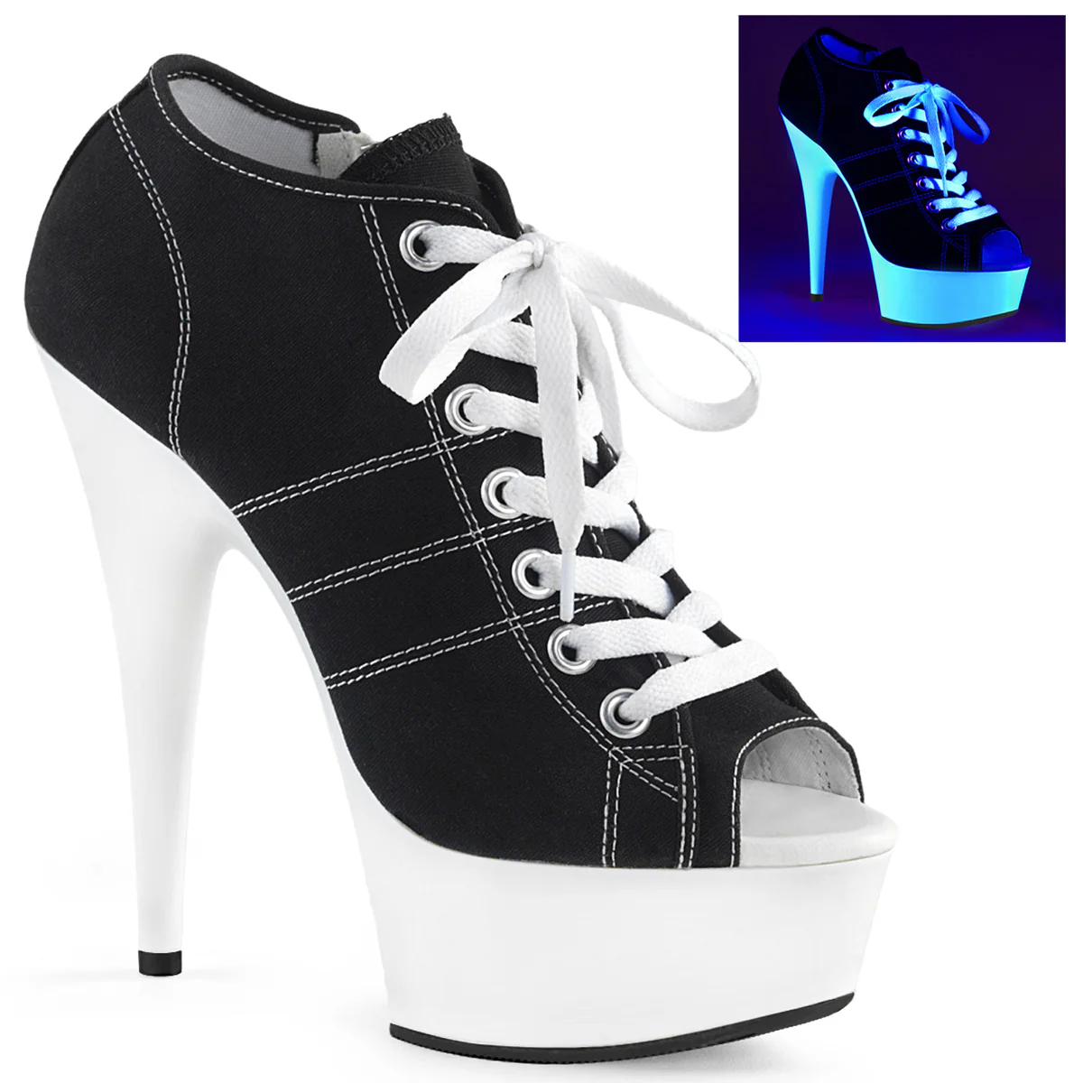 Black 6 Inch Erotic fashion Platform Shoes - Pleaser DELIGHT-600SK-01