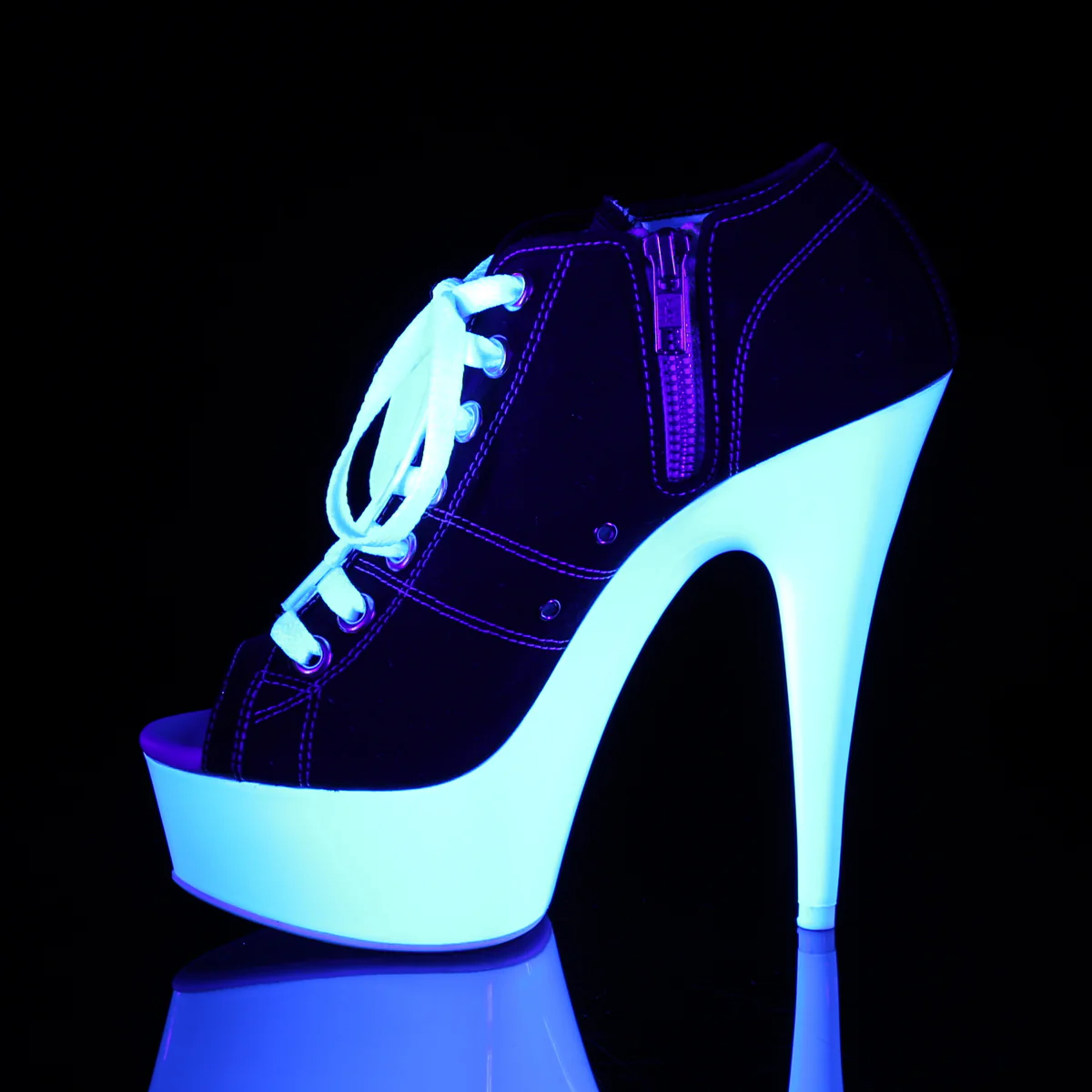 Black 6 Inch Erotic fashion Platform Shoes - Pleaser DELIGHT-600SK-01 - Image 3
