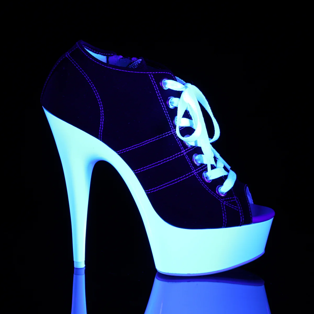 Black 6 Inch Erotic fashion Platform Shoes - Pleaser DELIGHT-600SK-01 - Image 5
