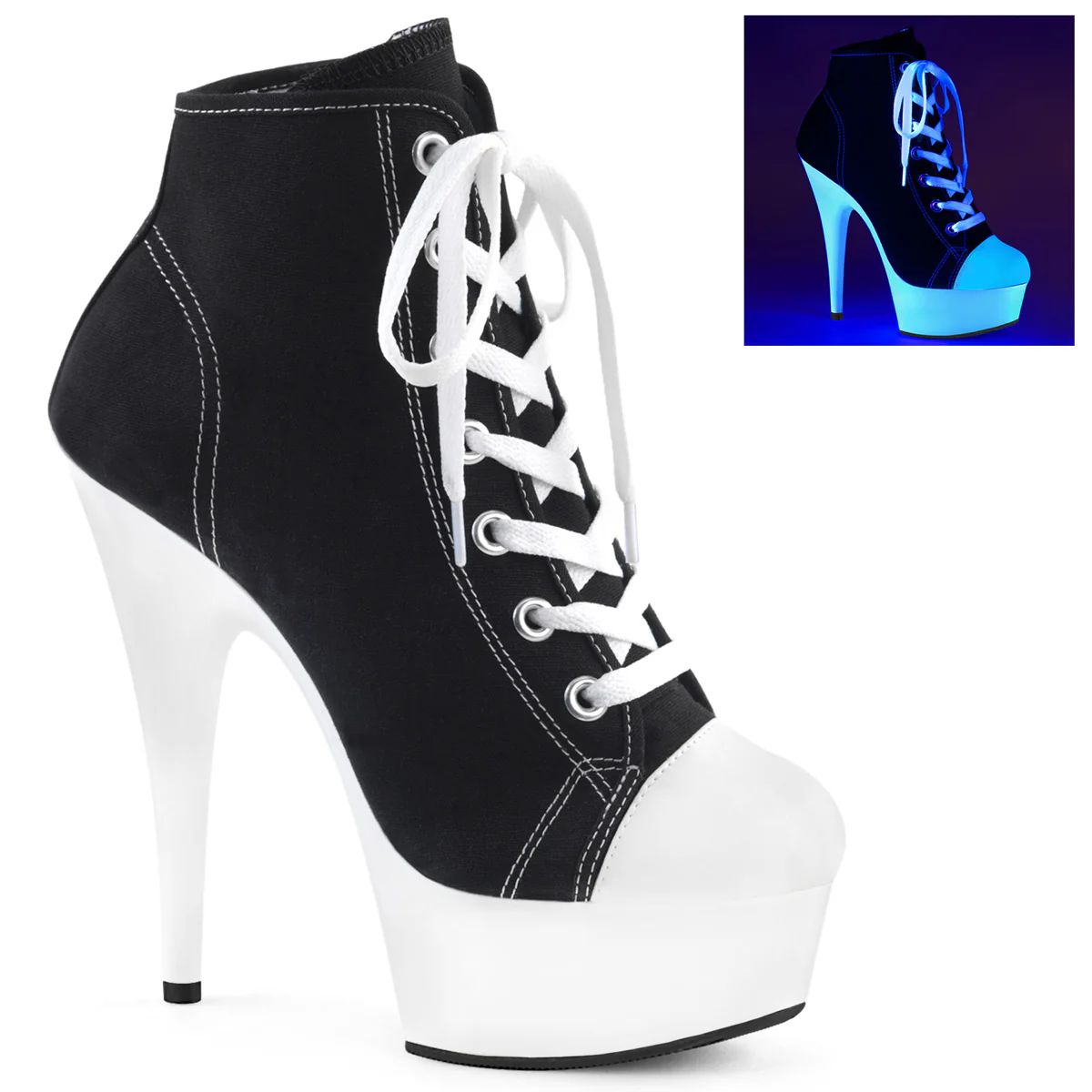 Black 6 Inch Exotic Dancers Platform Shoes -  Pleaser DELIGHT-600SK-02 - Image 6