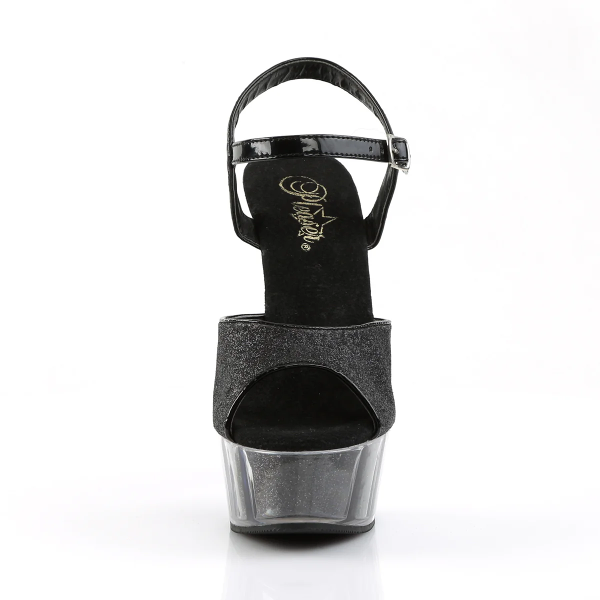 Black Glitter 6 Inch Platform Kinky Platform Shoes - Pleaser DELIGHT-609-5G - Image 2