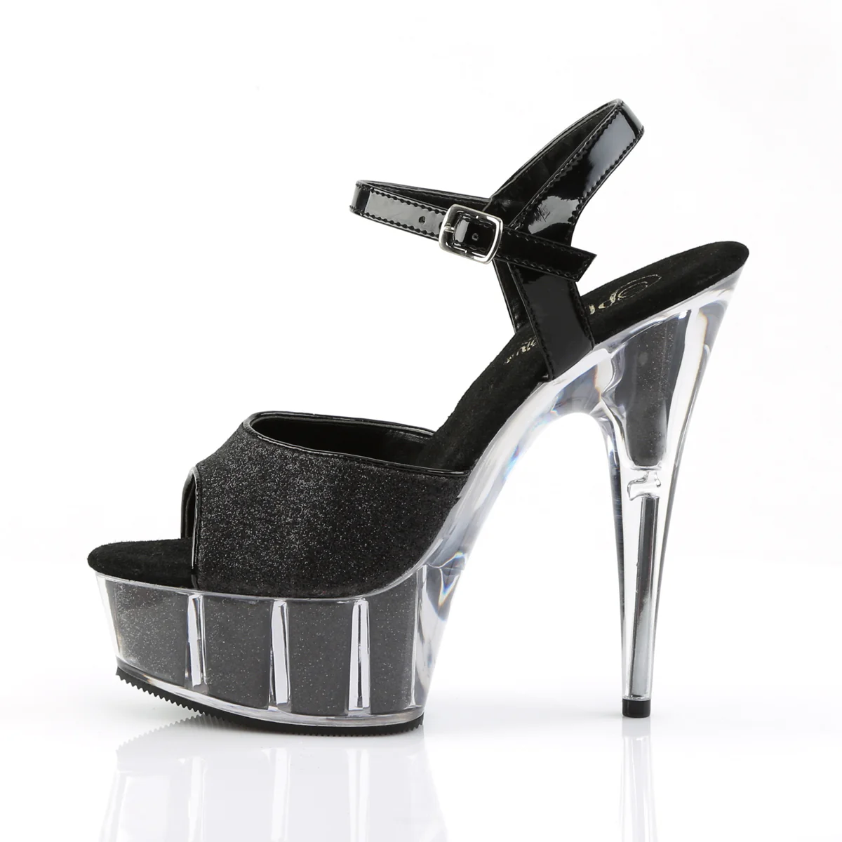 Black Glitter 6 Inch Platform Kinky Platform Shoes - Pleaser DELIGHT-609-5G - Image 3