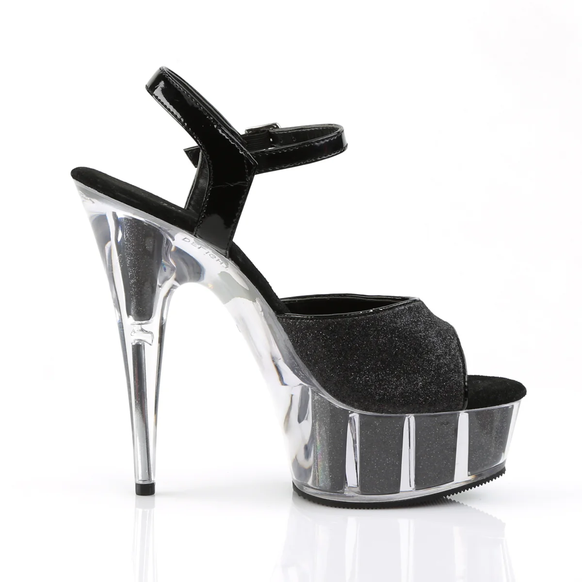 Black Glitter 6 Inch Platform Kinky Platform Shoes - Pleaser DELIGHT-609-5G - Image 5