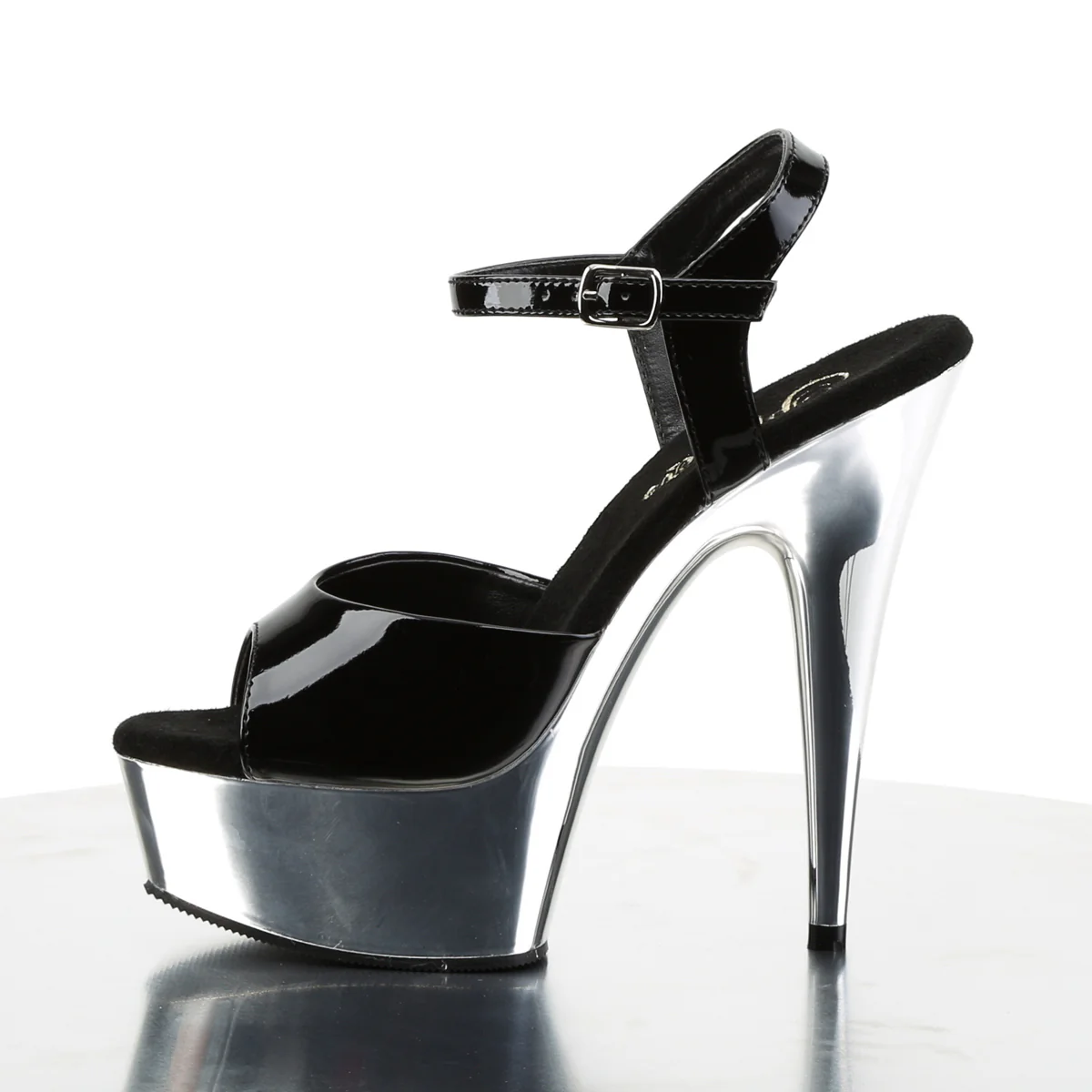 Black Silver 6 Inch Erotic Dancer Platform Shoes -  Pleaser DELIGHT-609 - Image 3