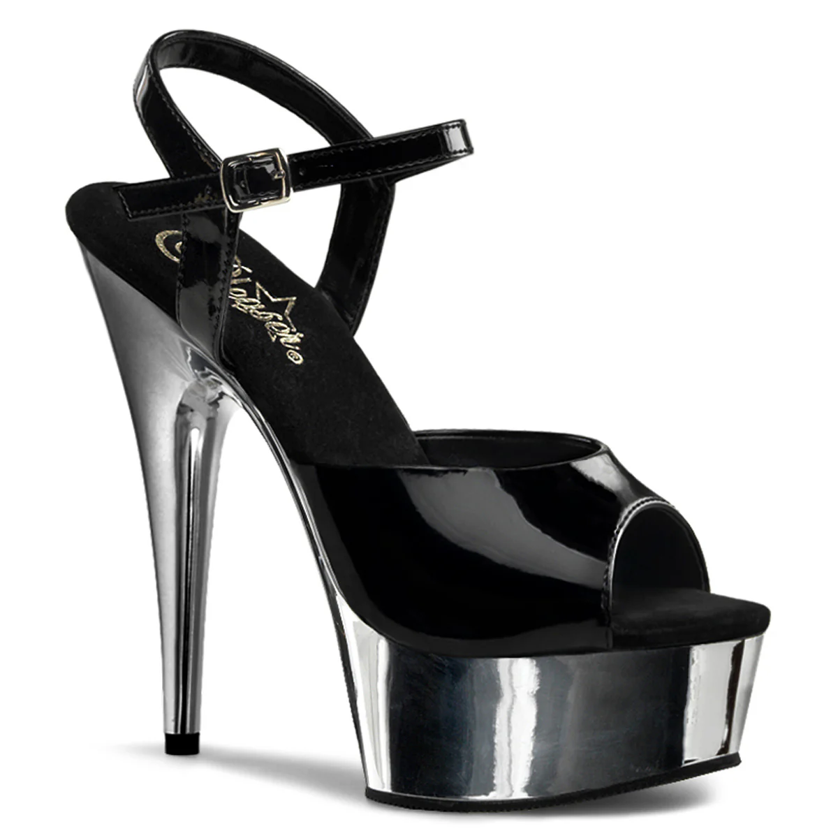 Black Silver 6 Inch Erotic Dancer Platform Shoes -  Pleaser DELIGHT-609 - Image 6