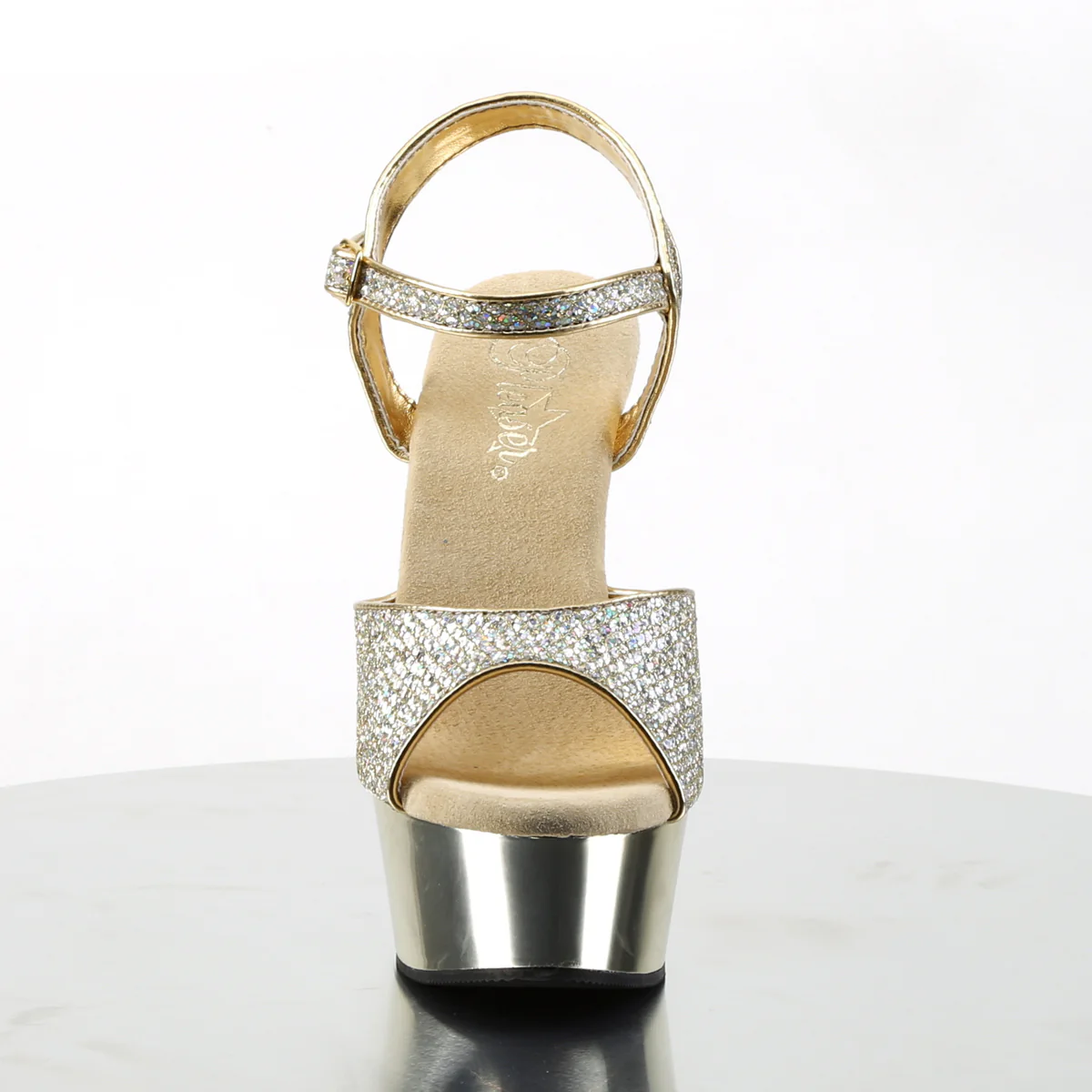 Gold 6 Inch Fetish Platform Shoes -  Pleaser DELIGHT-609G - Image 2
